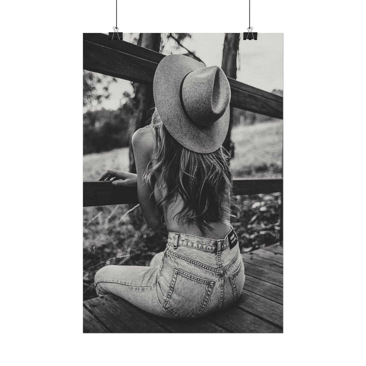 Babys Got Her Blue Jeans On – Western Textured Watercolor Matte Posters