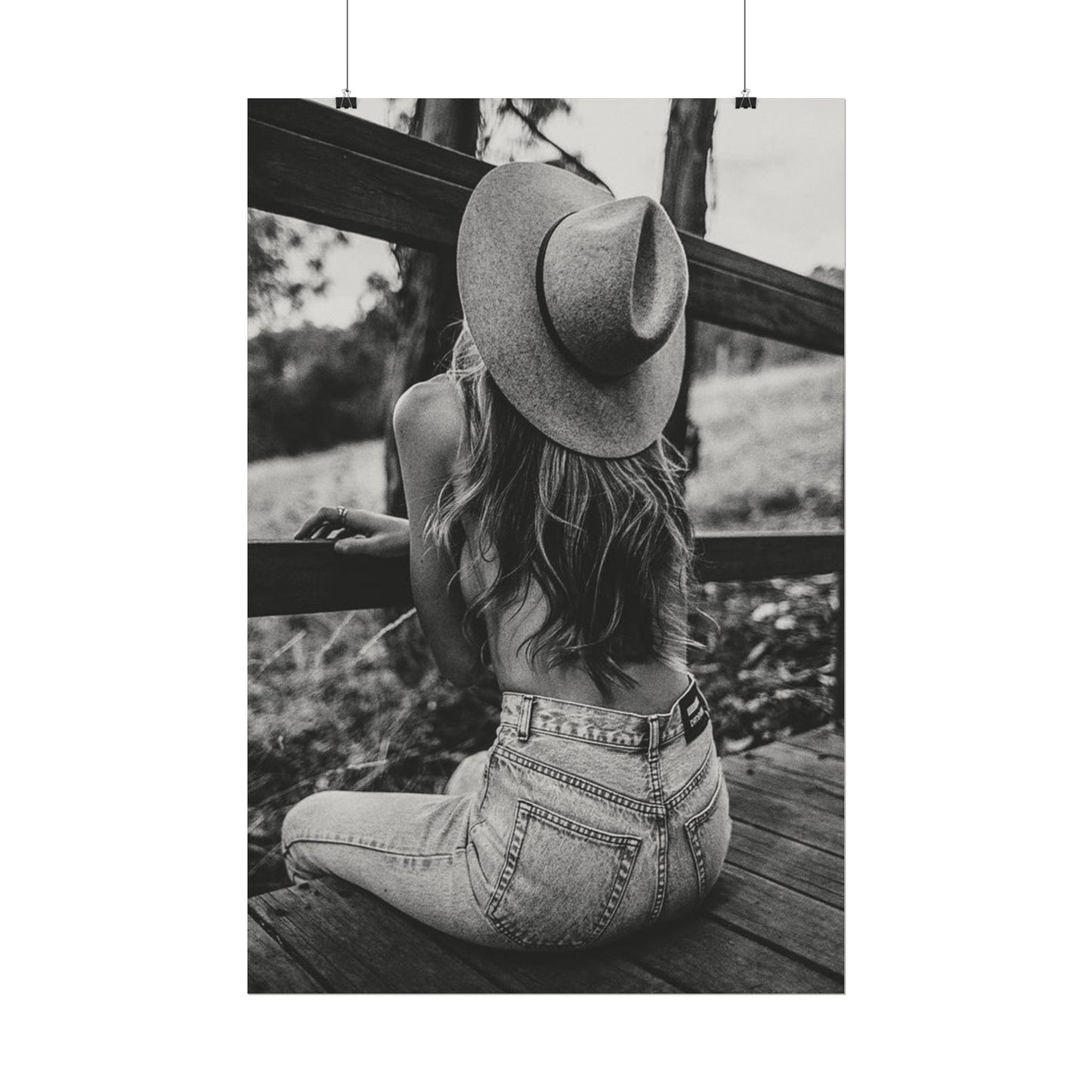 Babys Got Her Blue Jeans On – Western Textured Watercolor Matte Posters