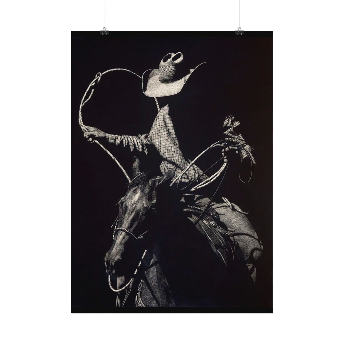 Cattle Chasers – Western Textured Watercolor Matte Posters