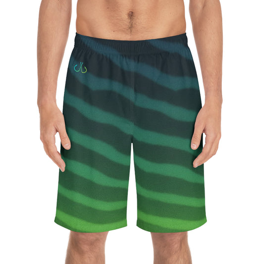 Emerald Green Lion Fish Ocean-Inspired Board Shorts, Swimwear for Beach Days, Summer Vacations, Pool Parties, Surfing Attire, Water Sports