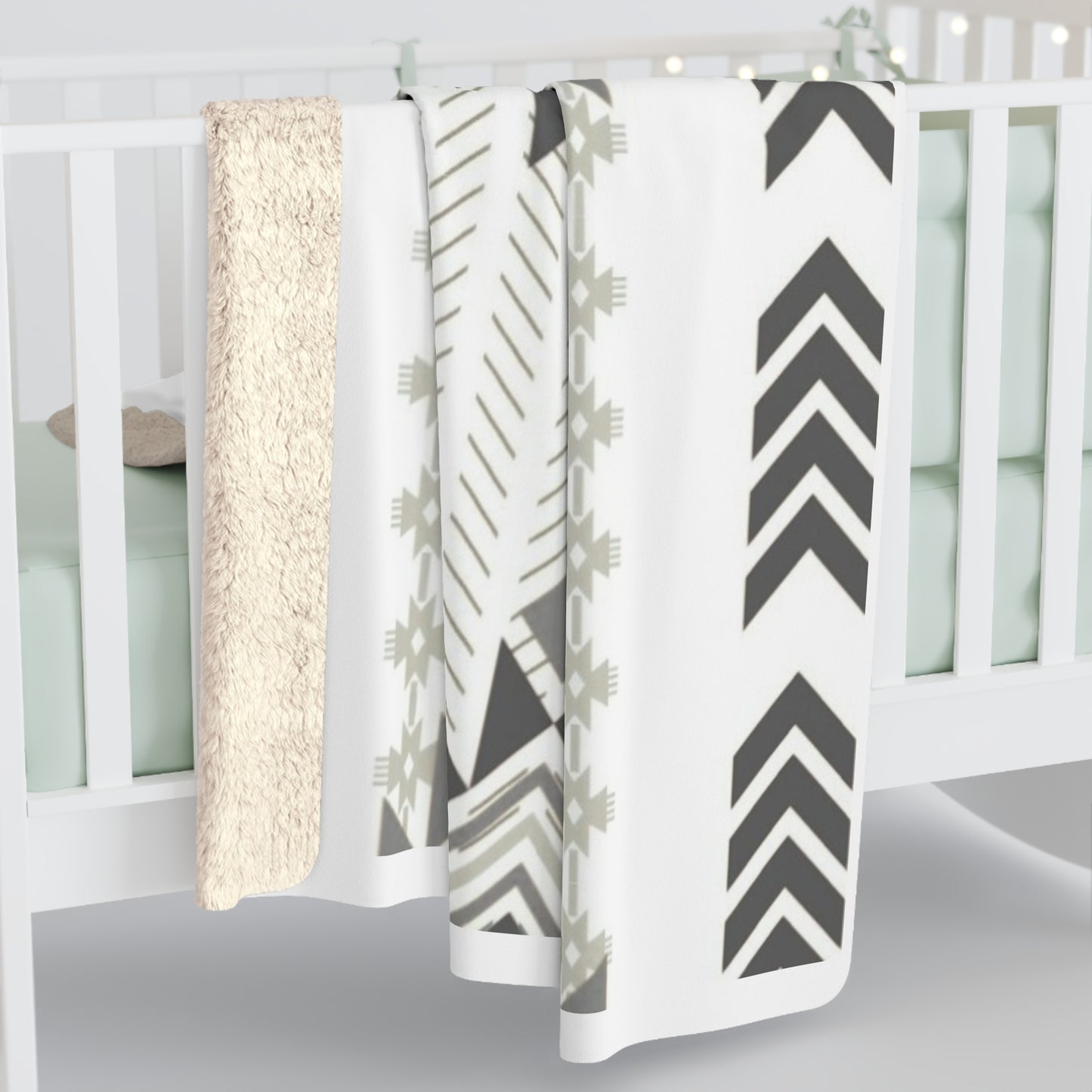 Jordan Sherpa Fleece Blanket - Modern Tribal Design, Perfect for Home Decor, Gift for Him/Her, Winter Warmth, Beach Blanket