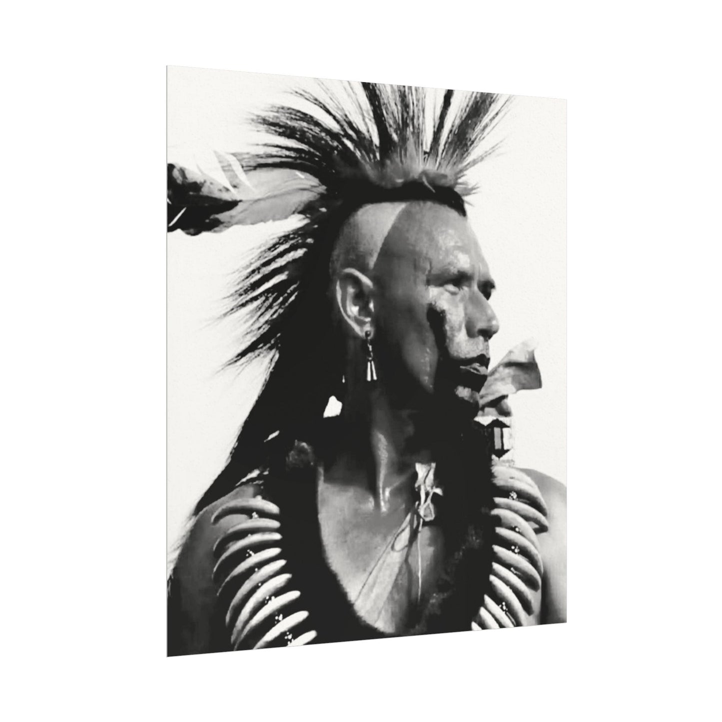 Feathered Warrior Cheif   – Western Textured Watercolor Matte Posters