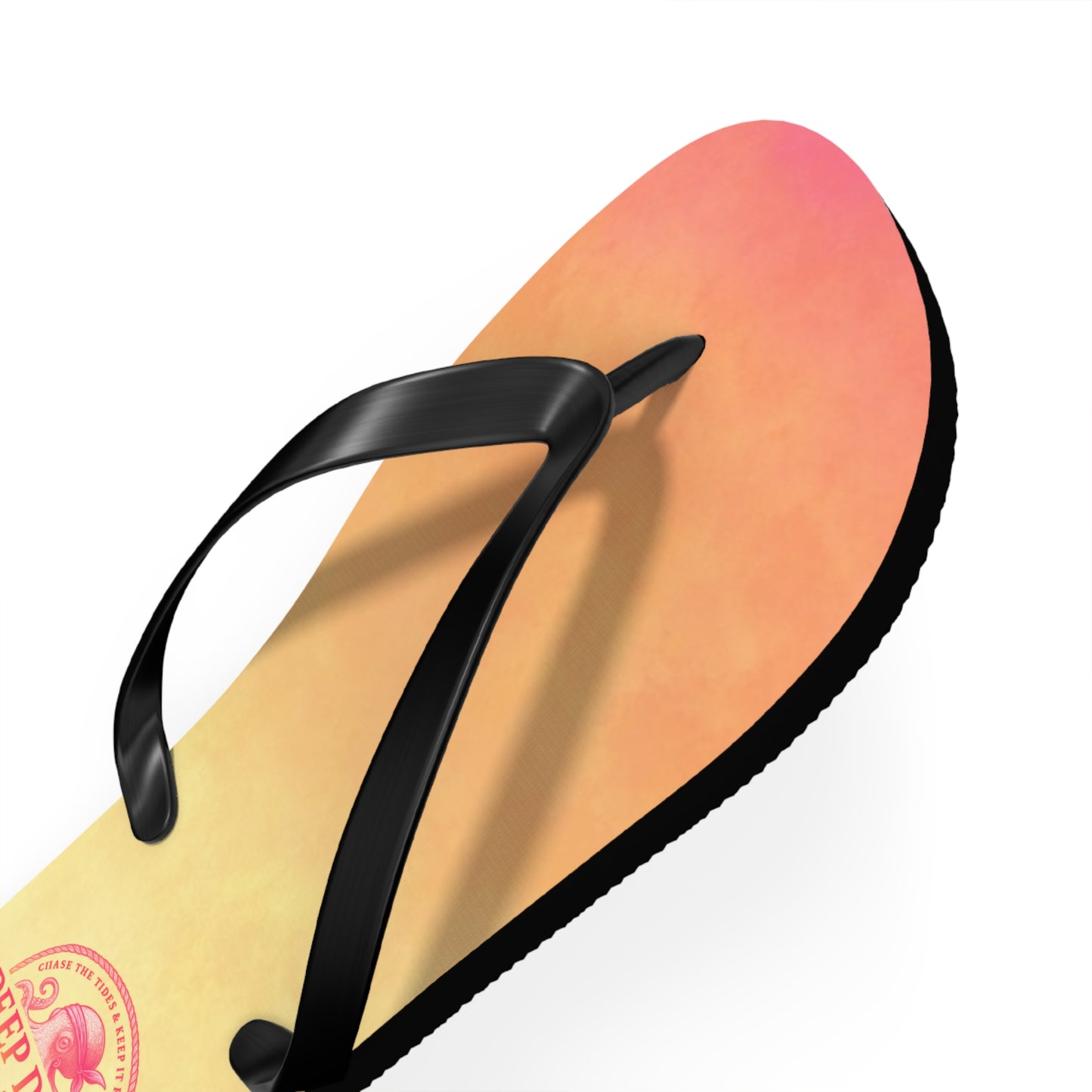 Pink Ombre Ocean-Inspired Flip Flops, Summer Sandals, Beach Footwear, Deep Drift, Vacation Essentials, Nautical Gift