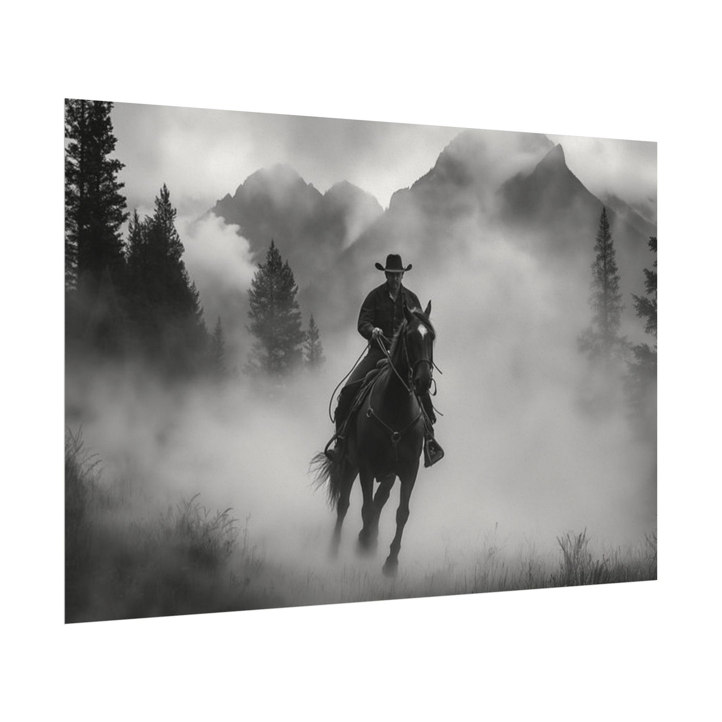 Storm Rider– Western Textured Watercolor Matte Posters
