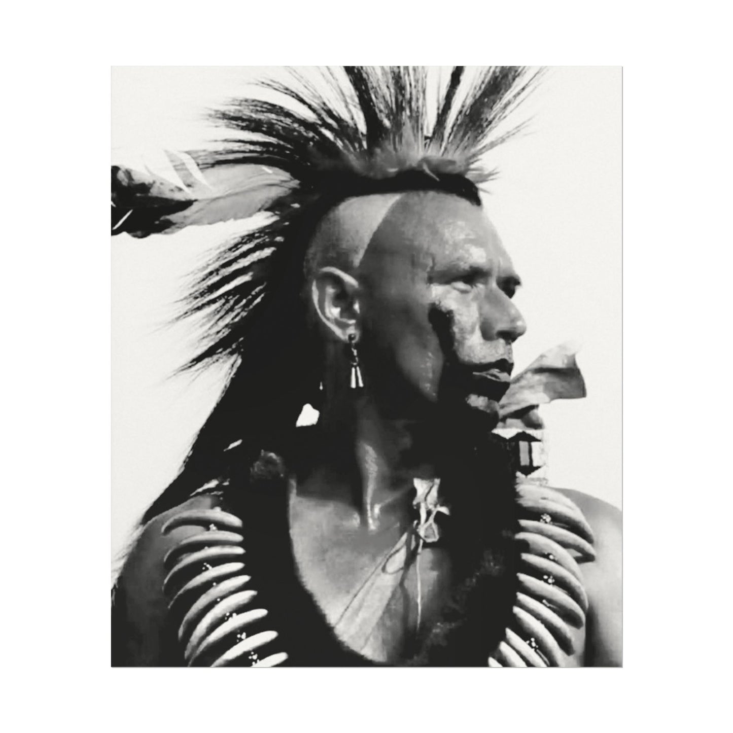 Feathered Warrior Cheif   – Western Textured Watercolor Matte Posters