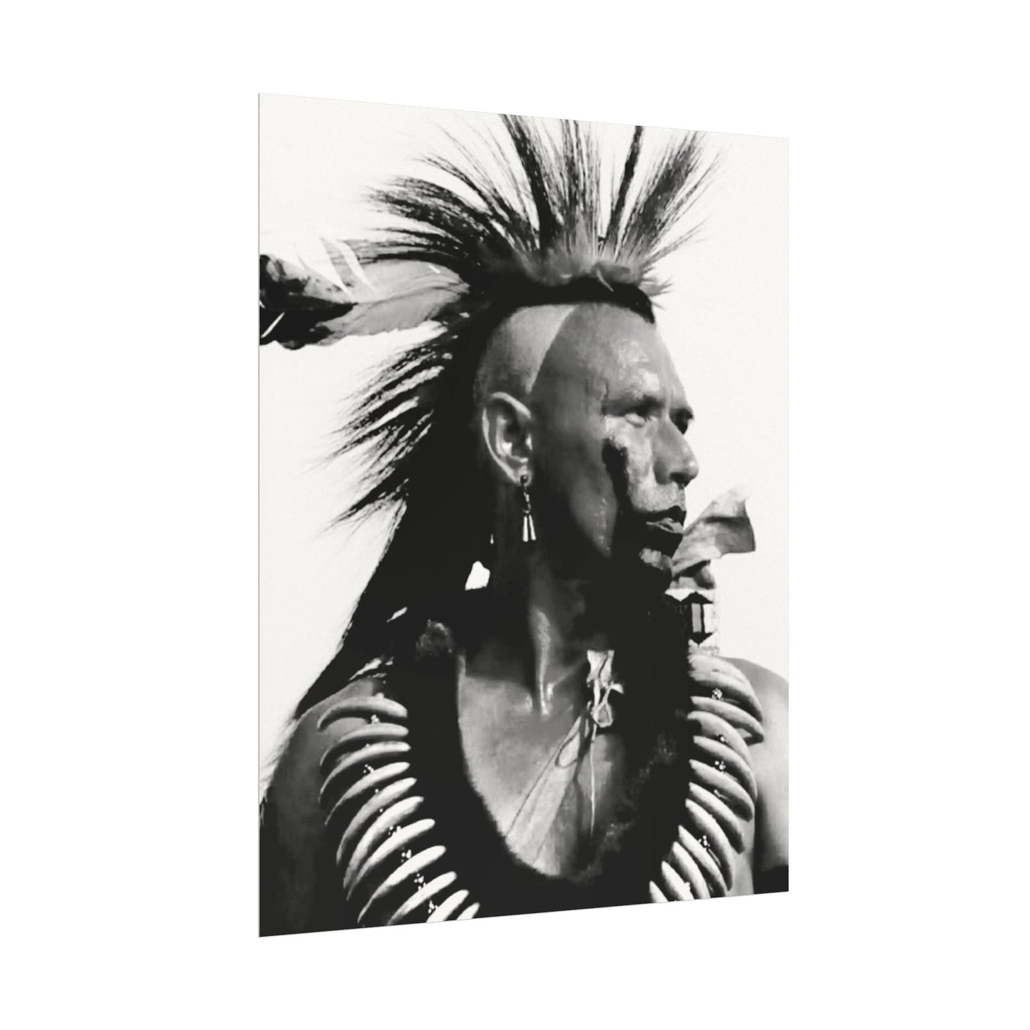 Feathered Warrior Cheif   – Western Textured Watercolor Matte Posters