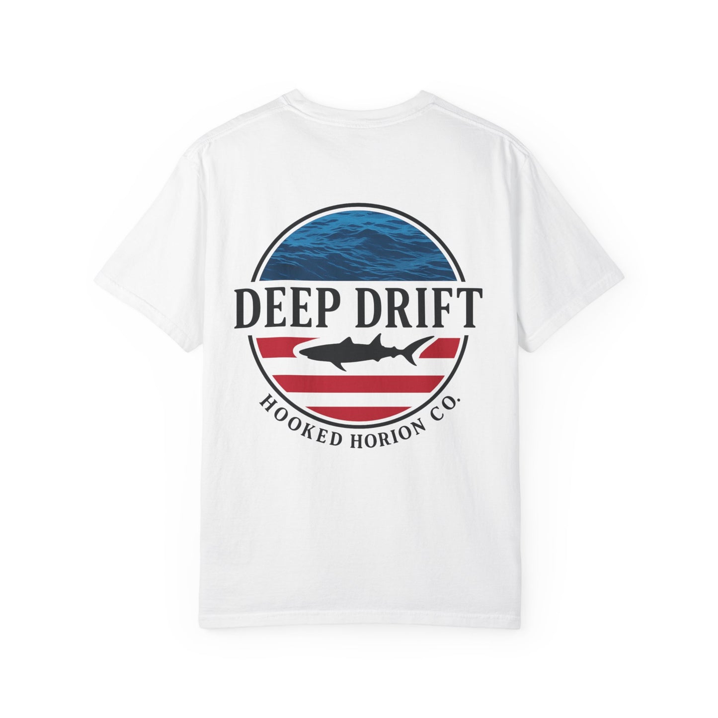 USA Deep Drift Fishing T-Shirt - RED, WHITE & BLUE Fishing Tee for Angler Lovers, Shark Lovers, Ocean Tee