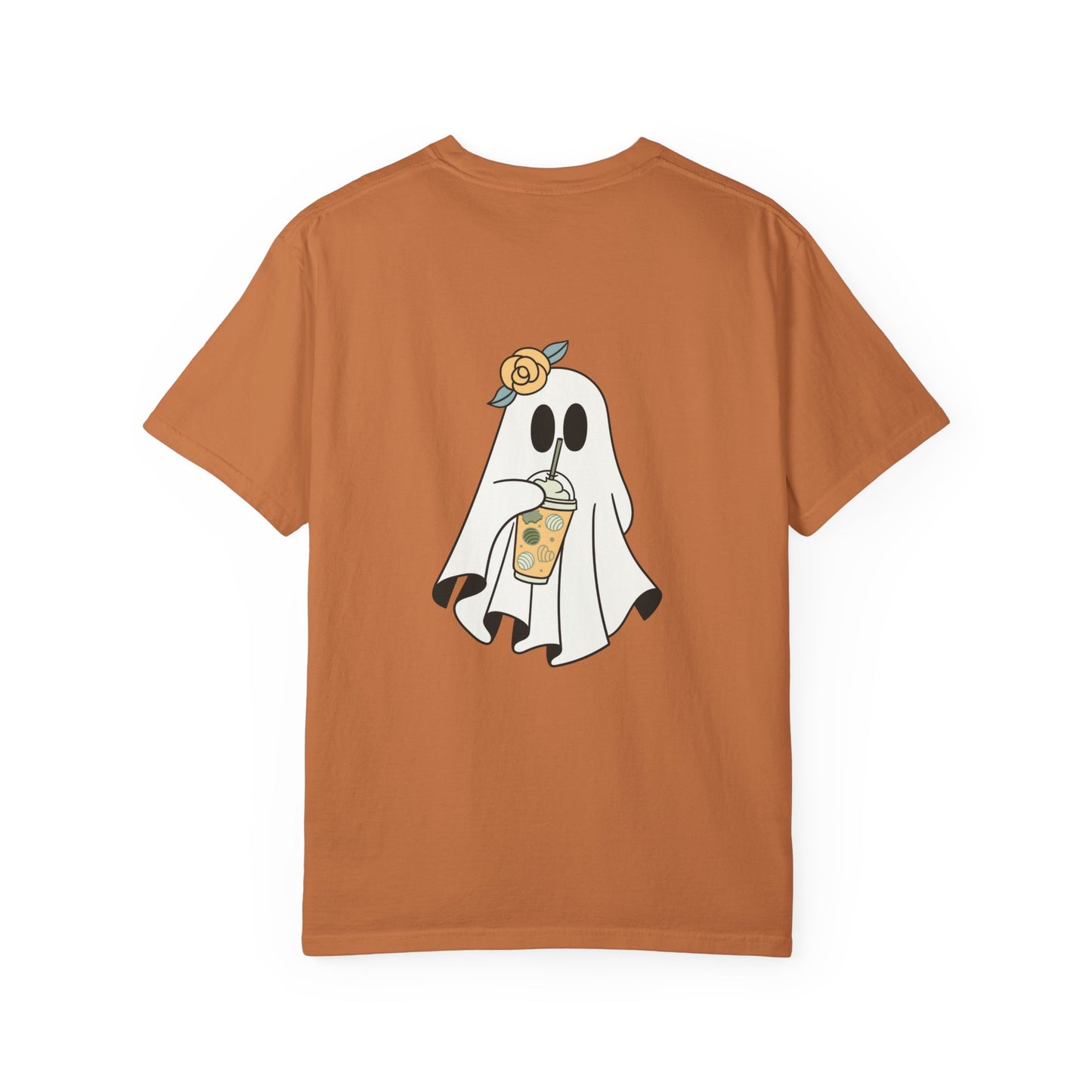 Cute Coffee Ghost Halloween Tee Unisex Garment-Dyed T-shirt, Black & White, Vintage Western, Western lover gifts