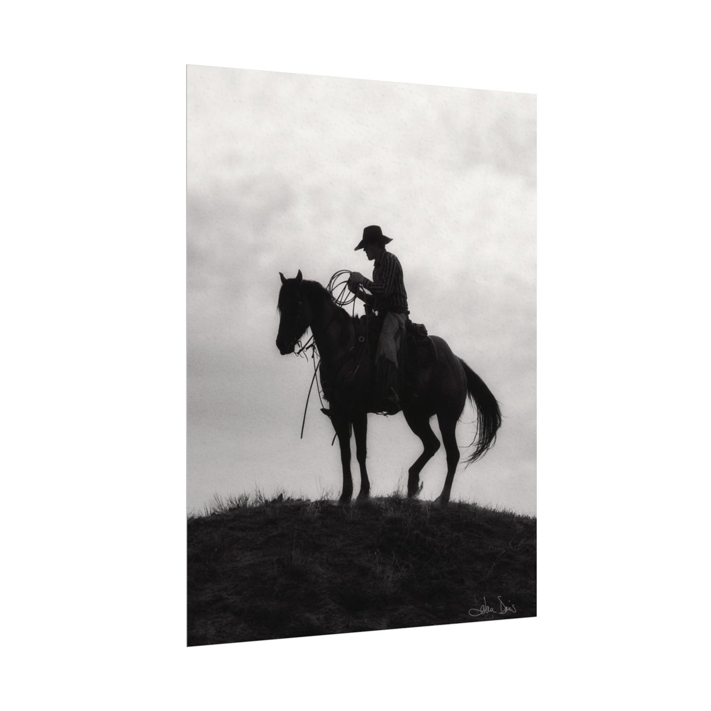 Rider On The Ridge – Western Textured Watercolor Matte Posters