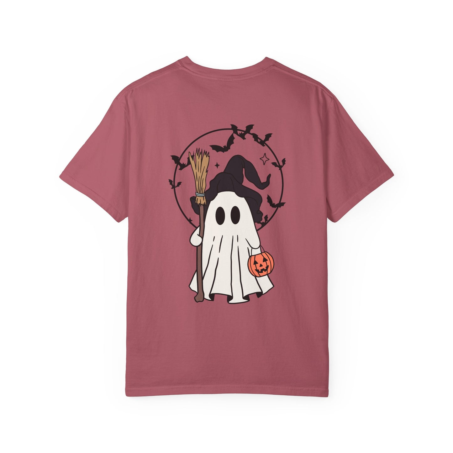 Ghost Broom & Bat Tee Unisex Garment-Dyed T-shirt, Black & White, Vintage Western, Western lover gifts