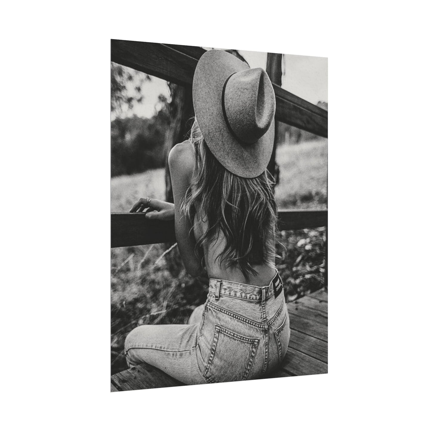 Babys Got Her Blue Jeans On – Western Textured Watercolor Matte Posters