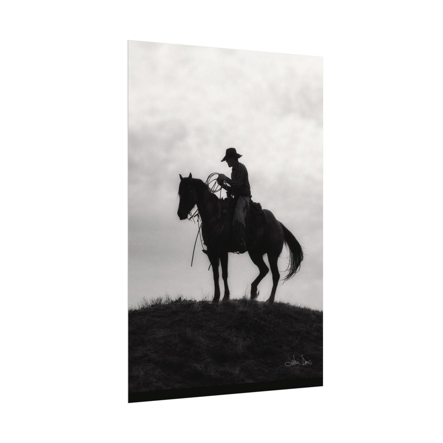 Rider On The Ridge – Western Textured Watercolor Matte Posters