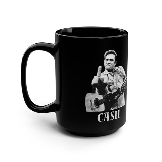 Johnny Cash Inspired Black Mug, 15oz | Great for Music Lovers, Gift for Him, Coffee Mug, Unique Home Decor, Vintage Style