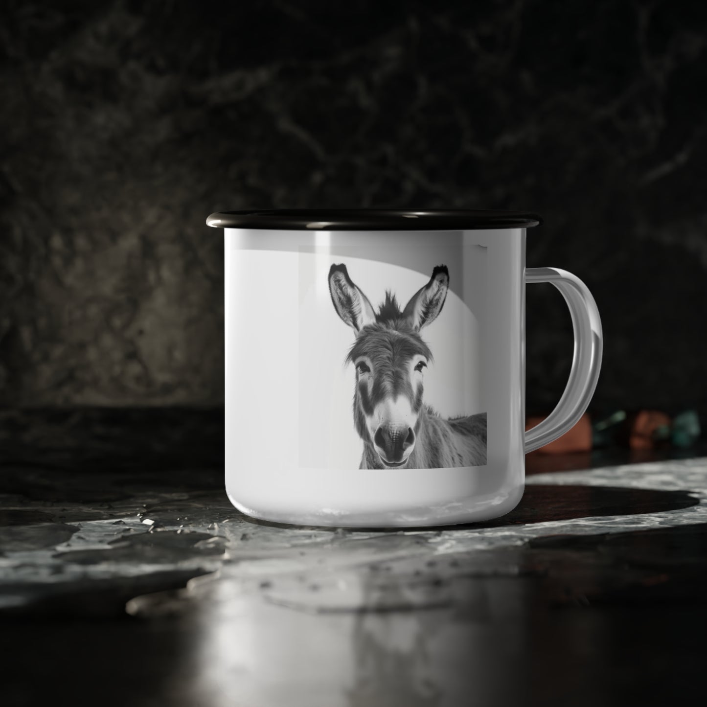 Cute Donkey Enamel Camp Cup - Perfect for Camping, Hiking, Outdoors, Gifts for Nature Lovers, Coffee Mug, Farmhouse Decor