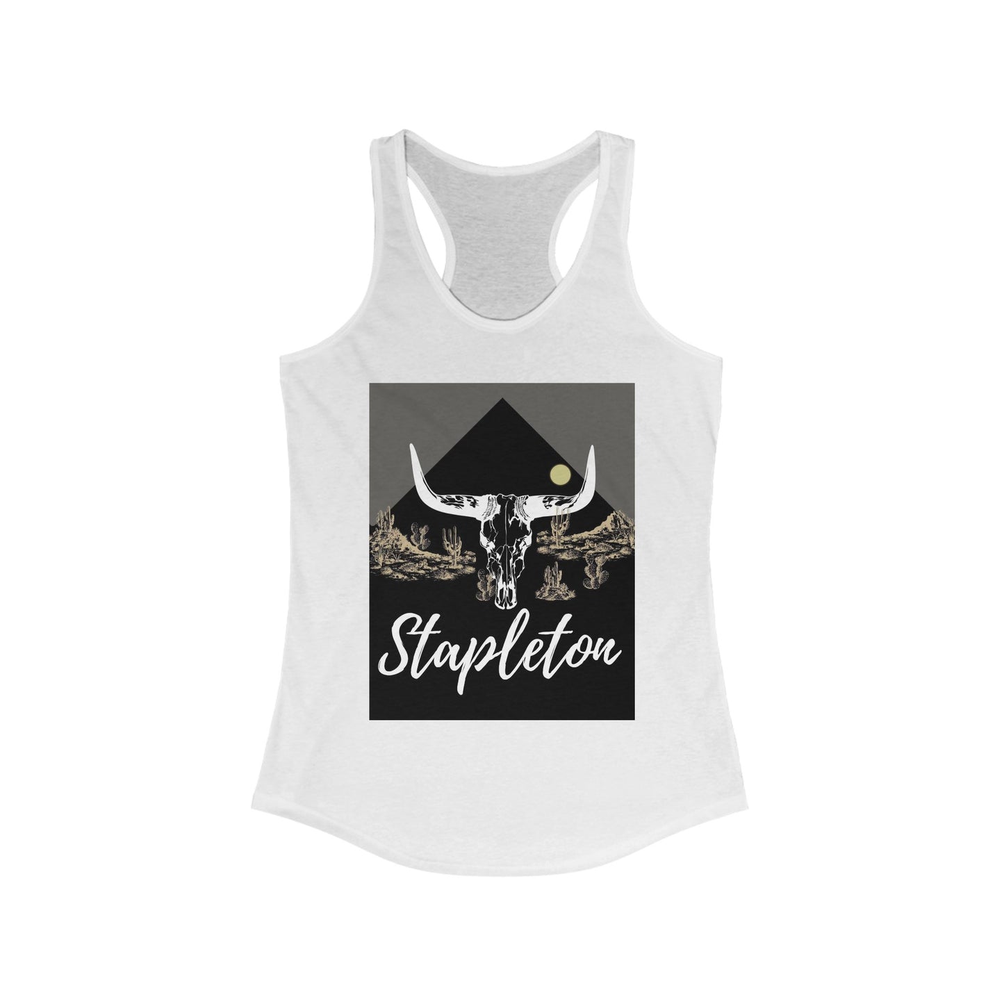 Stapelton Stylish Women's Racerback Tank with Bull Skull Design, Boho Top, Festival Wear, Gym Tank, Summer Essential, Gift for Her