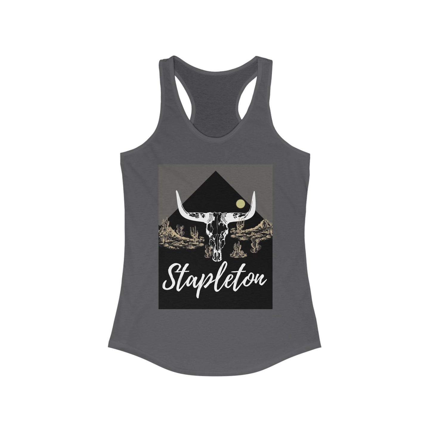 Stapelton Stylish Women's Racerback Tank with Bull Skull Design, Boho Top, Festival Wear, Gym Tank, Summer Essential, Gift for Her