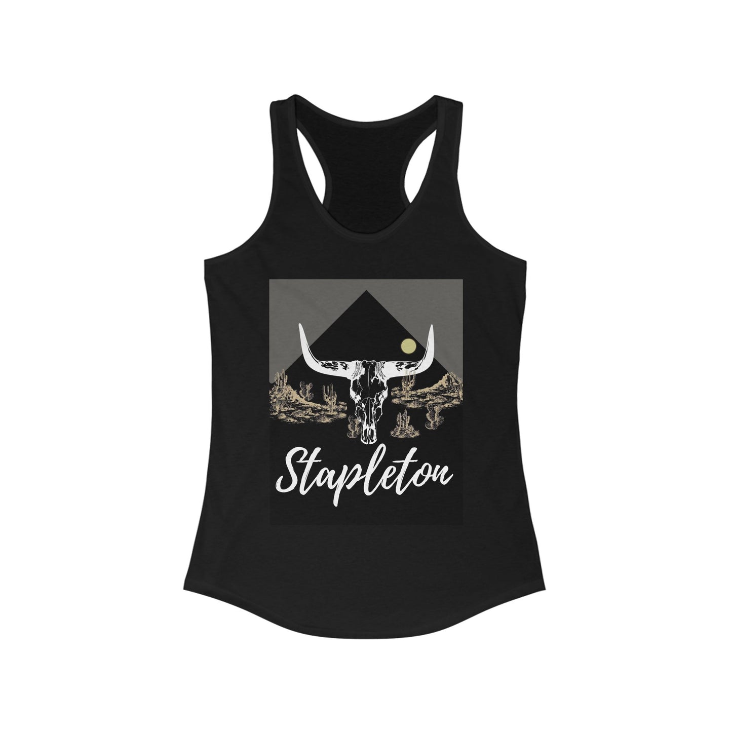 Stapelton Stylish Women's Racerback Tank with Bull Skull Design, Boho Top, Festival Wear, Gym Tank, Summer Essential, Gift for Her