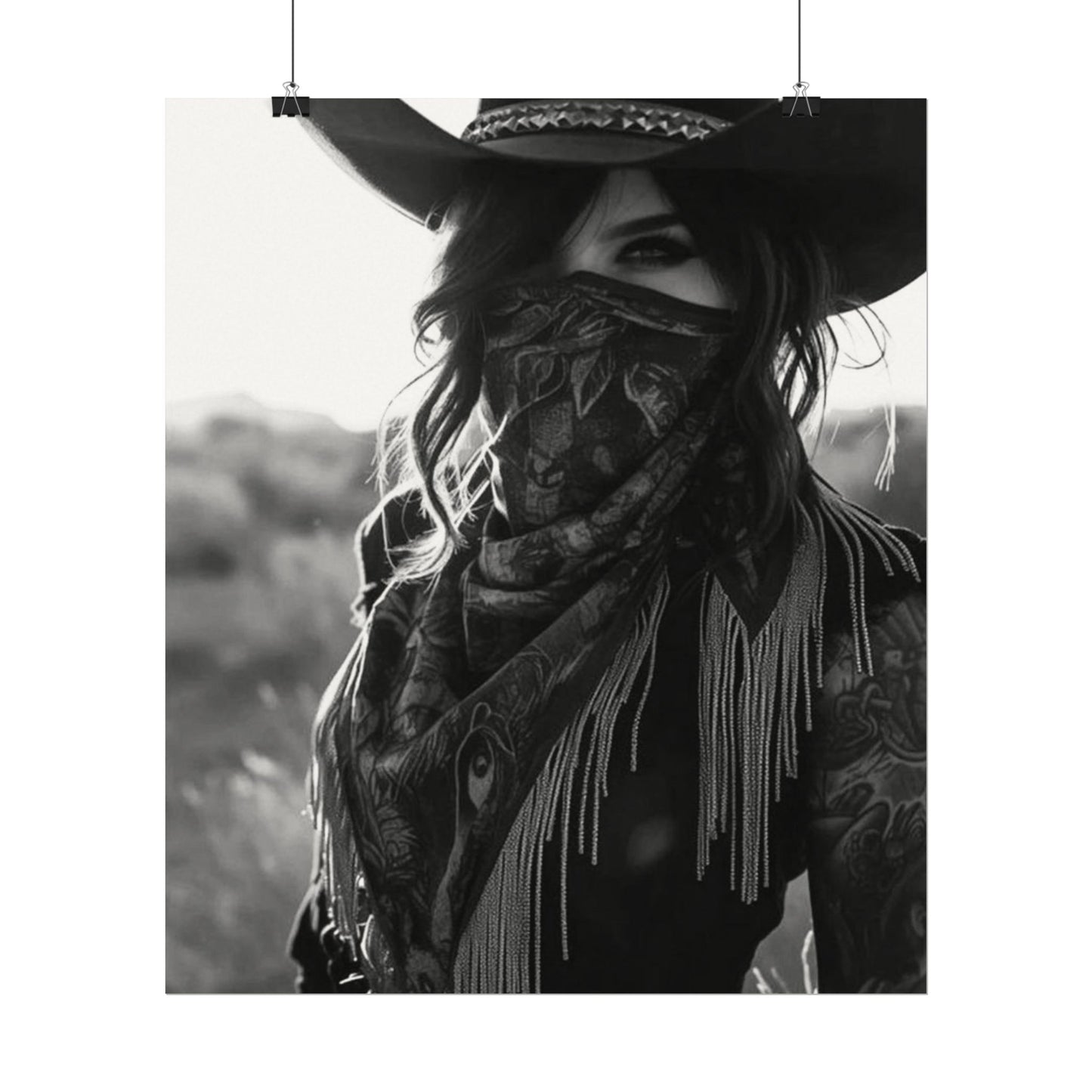 She Rode Alone— Western Outlaw Textured Watercolor Matte Posters