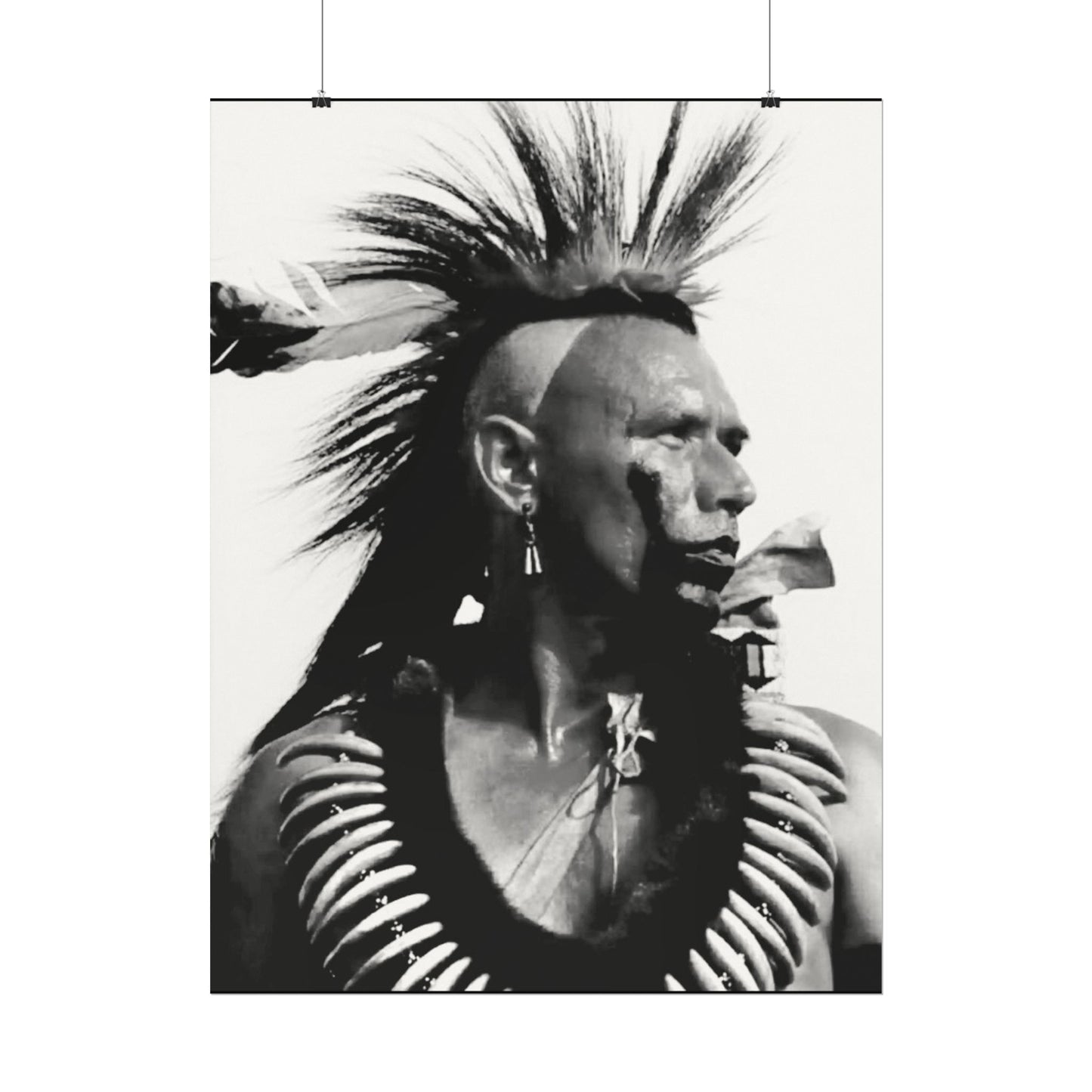 Feathered Warrior Cheif   – Western Textured Watercolor Matte Posters