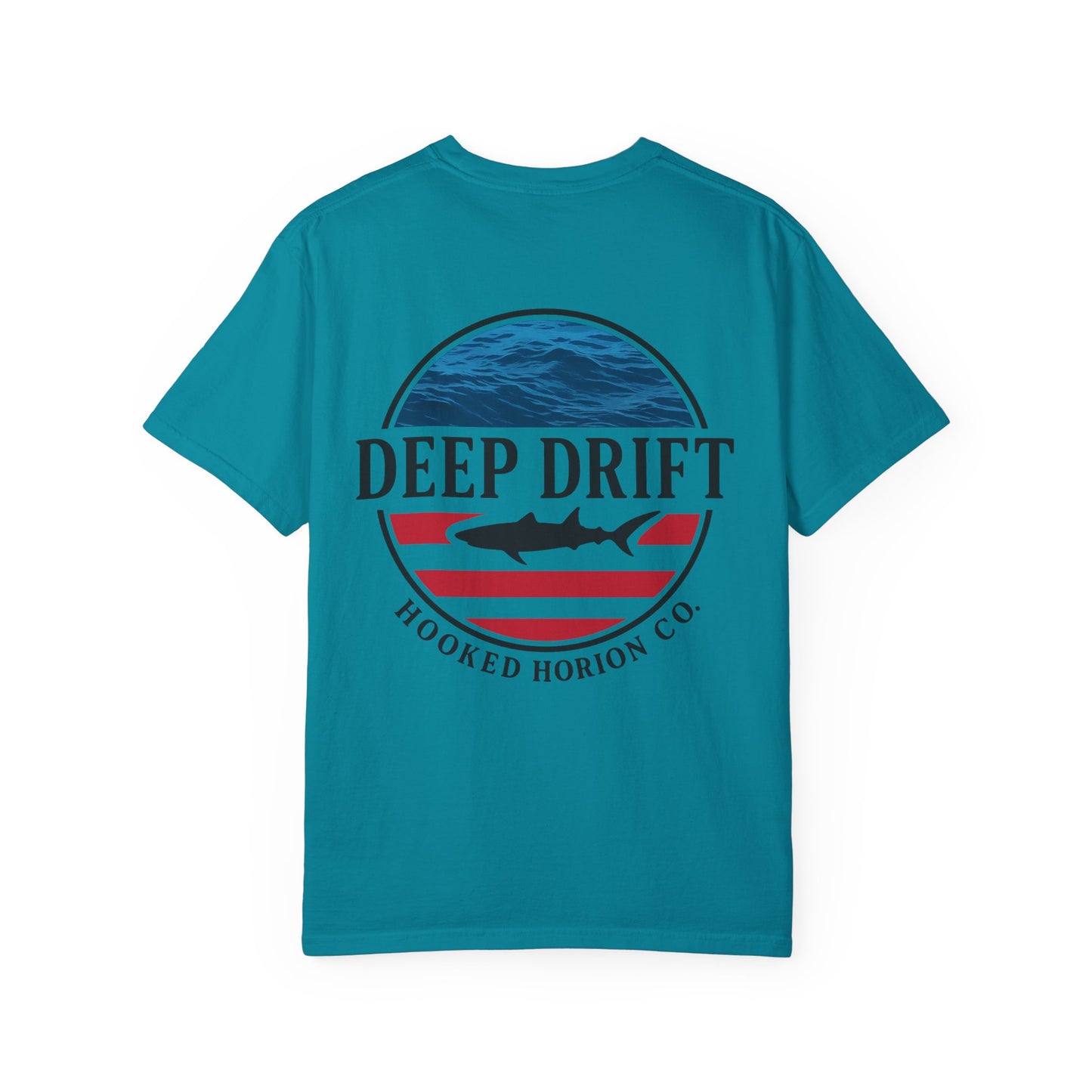 USA Deep Drift Fishing T-Shirt - RED, WHITE & BLUE Fishing Tee for Angler Lovers, Shark Lovers, Ocean Tee