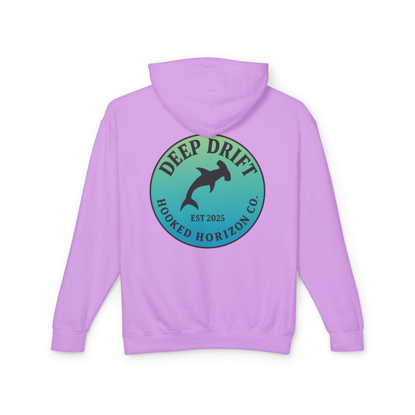 Hooked Horizon Co Unisex Lightweight Hoodie with Deep Drift Design | Perfect for Fishermen, Beach Lovers, Casual Outings, Gift for Him/Her, Nautical Style,  Ocean Lover Gifts