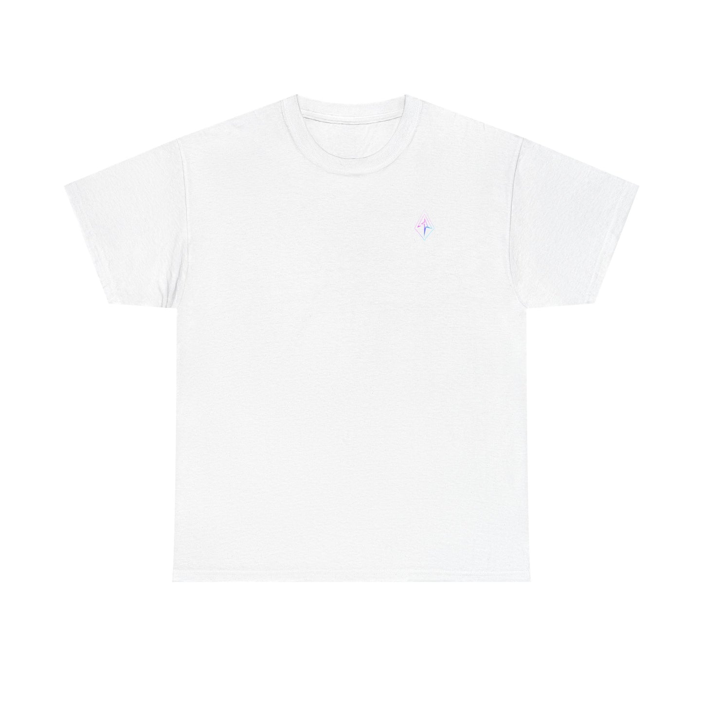 Arrow Ridge Gradient Tee — Minimal Origami Logo T-Shirt with Pastel Holographic Design