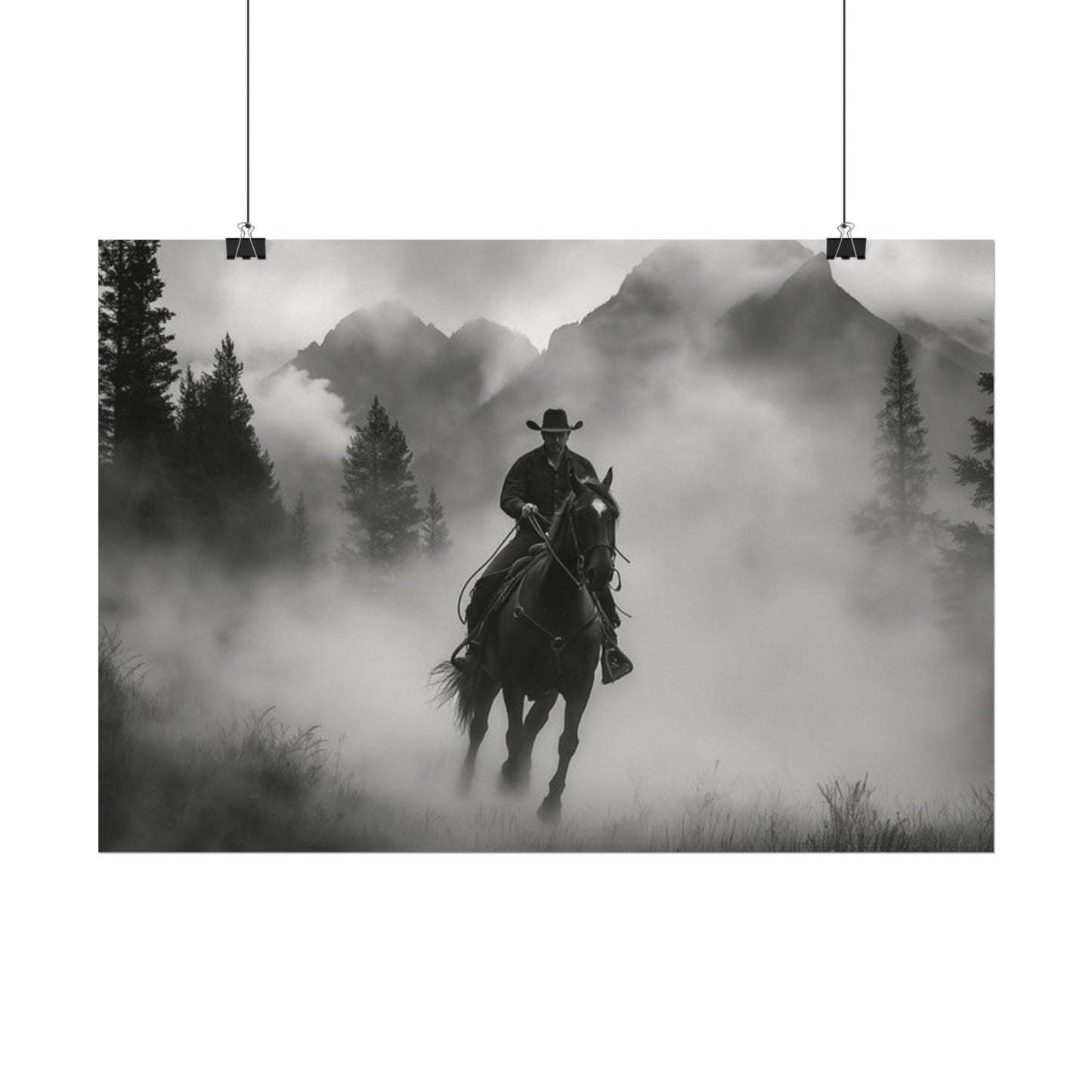 Storm Rider– Western Textured Watercolor Matte Posters