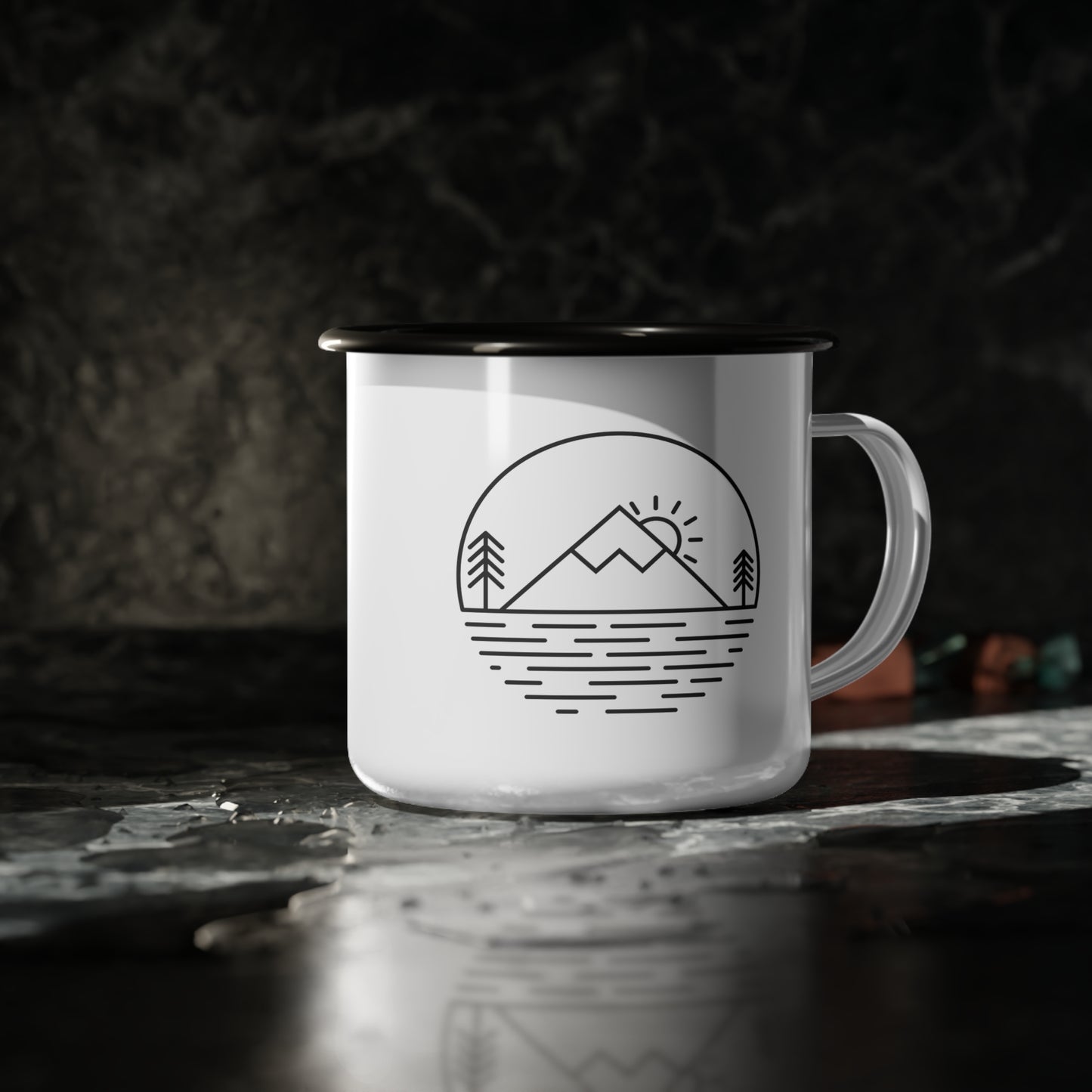 Adventure-Inspiring Enamel Camp Cup, Outdoor Mug, Camping Gift, Nature Lover's Cup, Travel Accessory, Hiking Gear