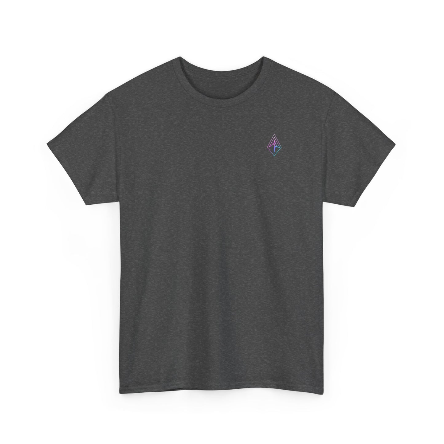Arrow Ridge Gradient Tee — Minimal Origami Logo T-Shirt with Pastel Holographic Design