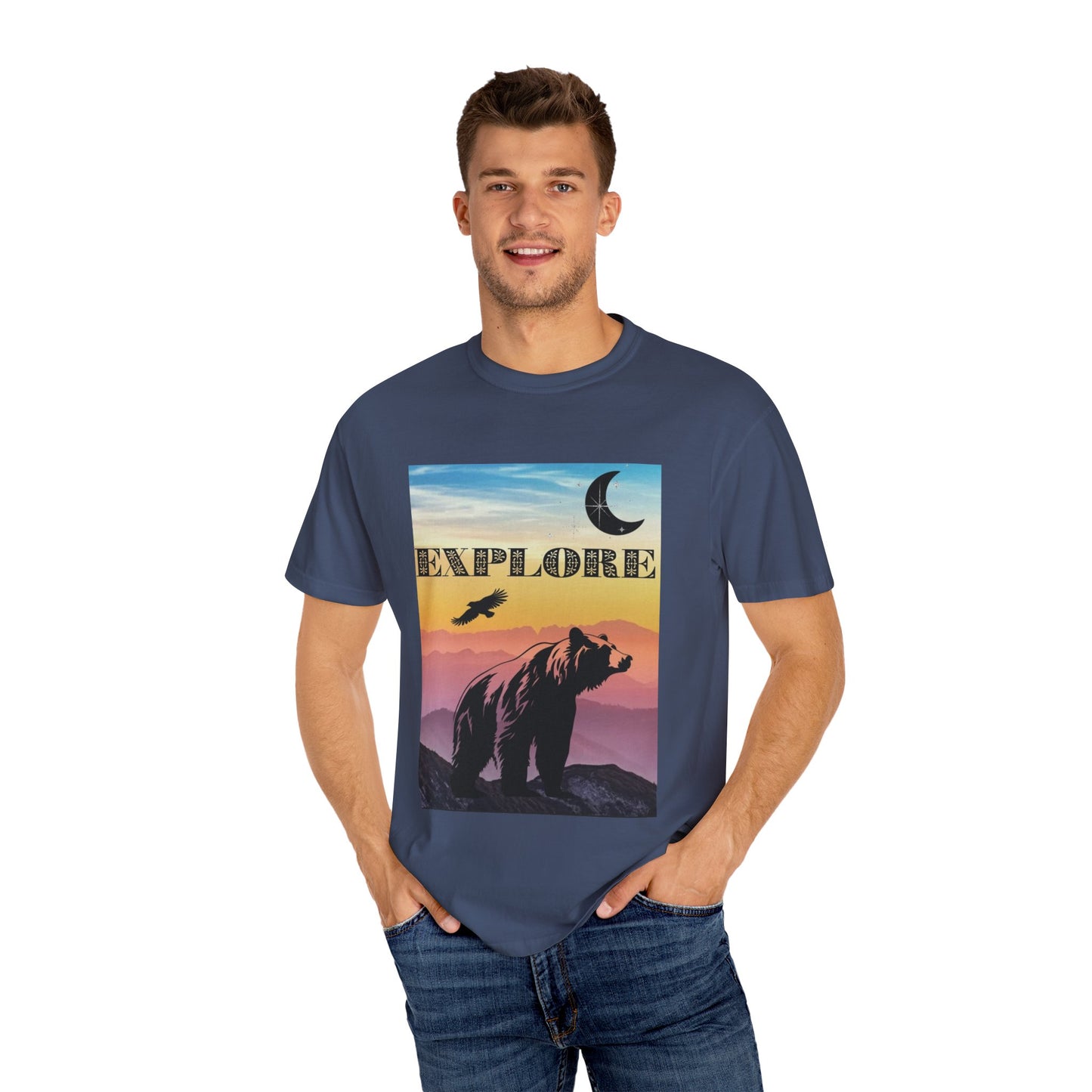 Explore Wildlife Adventure Tee Unisex Garment-Dyed T-shirt, Boho Nature Tee, Camping Shirt, Adventure Apparel, Gift for Wilderness Lovers