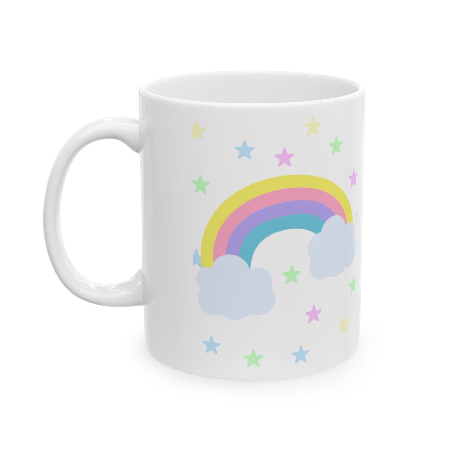 Rainbow Cloud Ceramic Mug, Cute Coffee Cup for Kids, Fun Gift for Birthdays, Colorful Drinkware for Home, Unique Rainbow Mug
