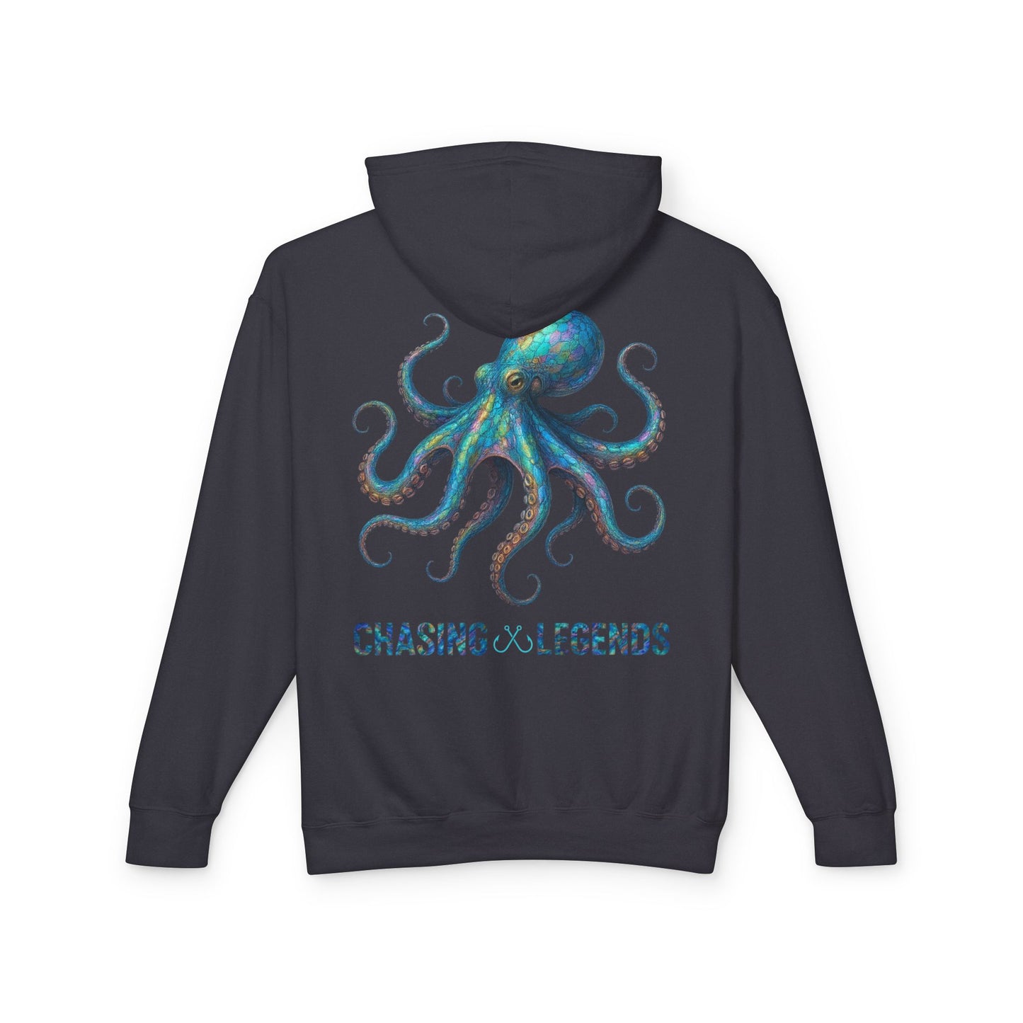 Chasing Legends Octopus Hoodie — Hooked Horizon Co Unisex Lightweight Hoodie with Deep Drift Design | Perfect for Fishermen, Beach Lovers, Casual Outings, Gift for Him/Her, Nautical Style,  Ocean Lover Gifts