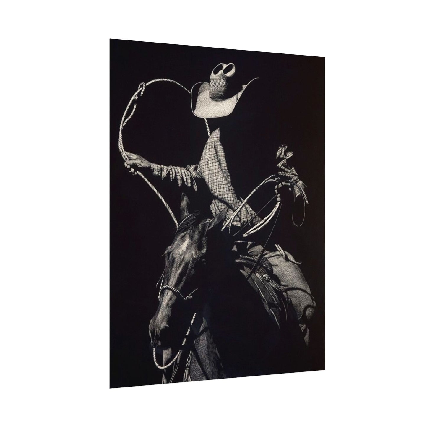 Cattle Chasers – Western Textured Watercolor Matte Posters