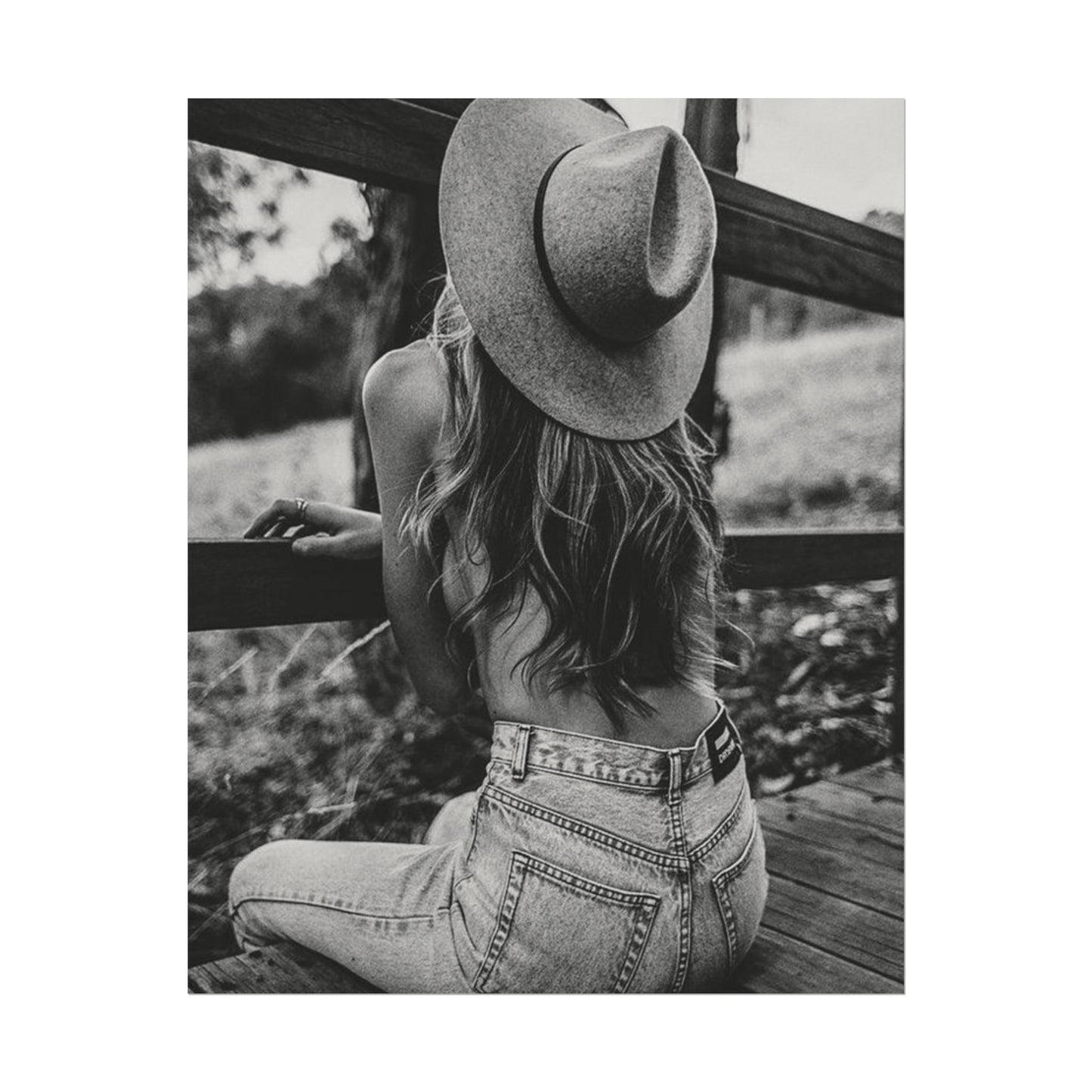 Babys Got Her Blue Jeans On – Western Textured Watercolor Matte Posters