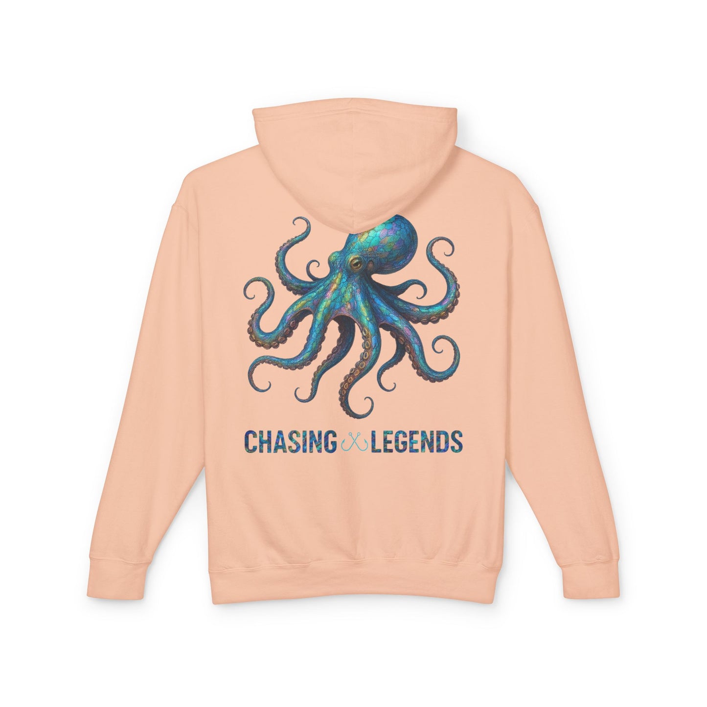 Chasing Legends Octopus Hoodie — Hooked Horizon Co Unisex Lightweight Hoodie with Deep Drift Design | Perfect for Fishermen, Beach Lovers, Casual Outings, Gift for Him/Her, Nautical Style,  Ocean Lover Gifts