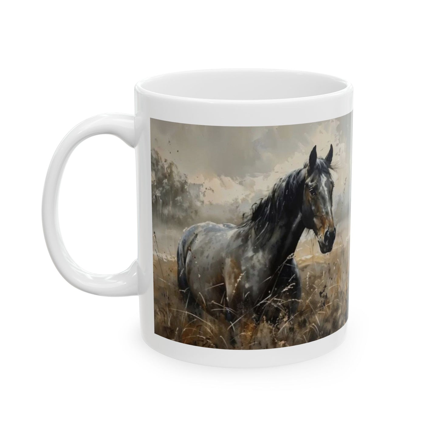 Horse Landscape Ceramic Mug - Perfect for Horse Lovers, Gift for Equestrians, Farmhouse Decor, Rustic Kitchenware, Nature Enthusiasts