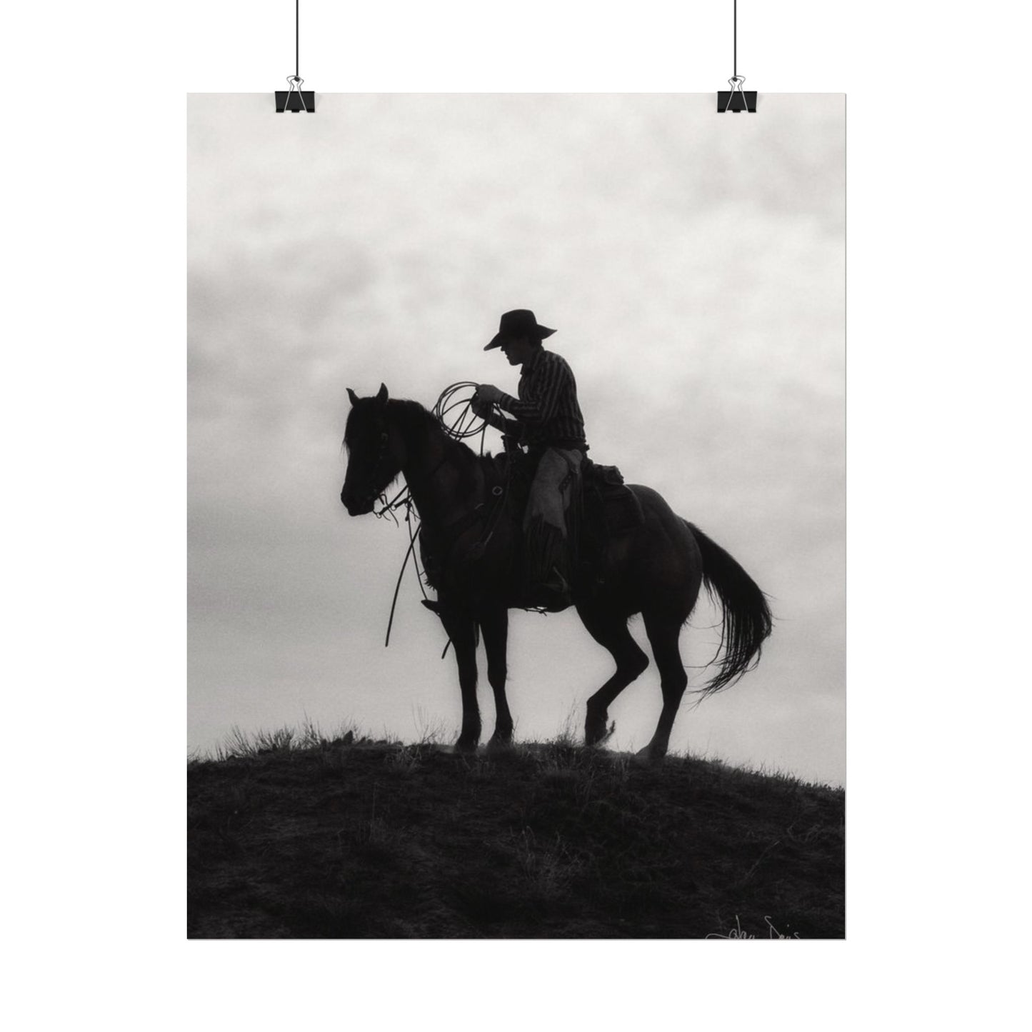 Rider On The Ridge – Western Textured Watercolor Matte Posters