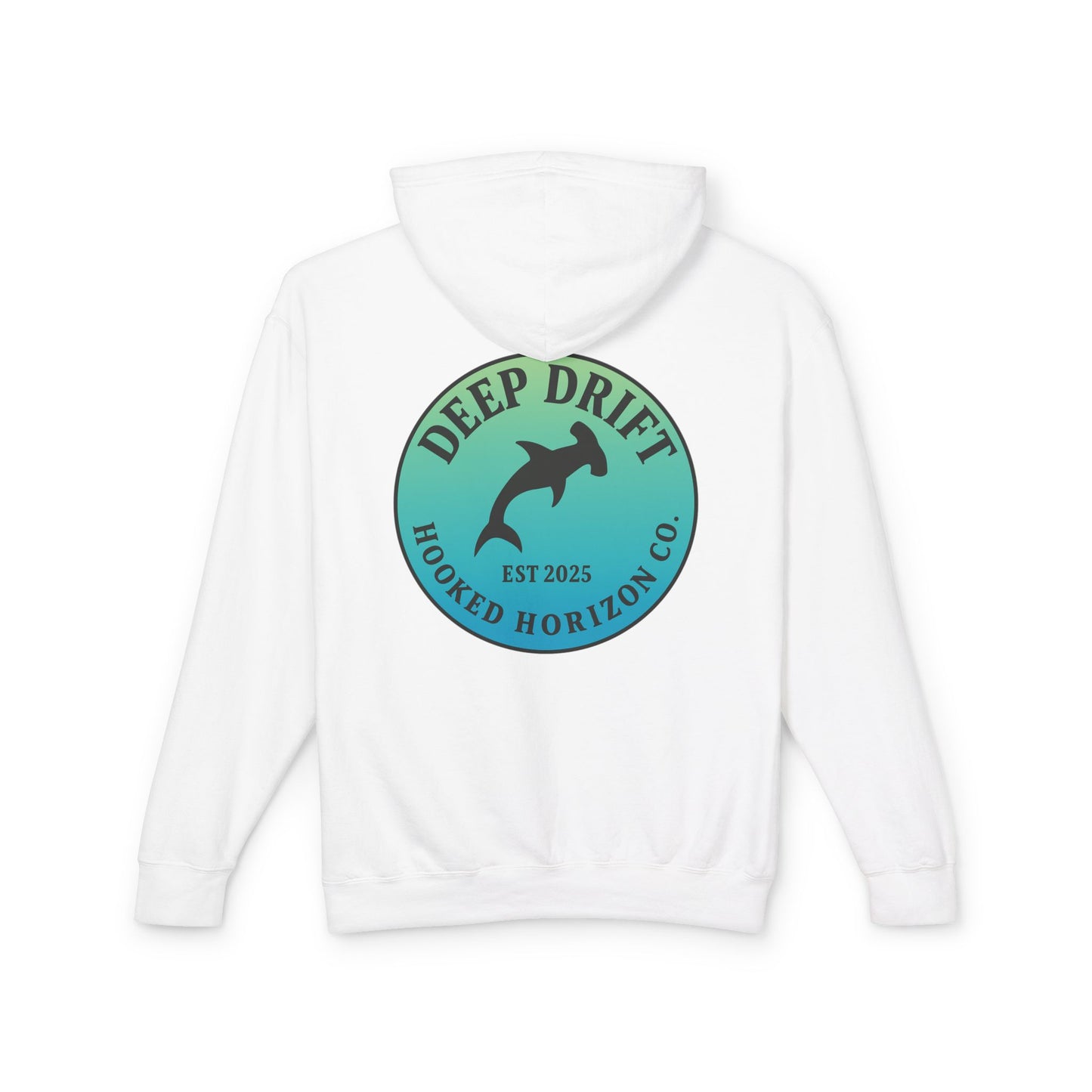 Hooked Horizon Co Unisex Lightweight Hoodie with Deep Drift Design | Perfect for Fishermen, Beach Lovers, Casual Outings, Gift for Him/Her, Nautical Style,  Ocean Lover Gifts