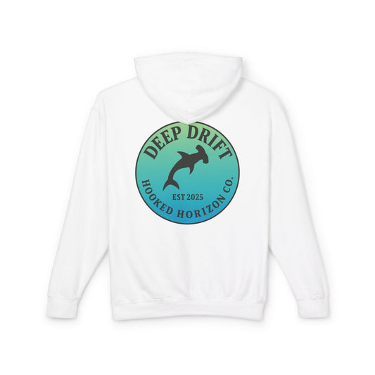 Hooked Horizon Co Unisex Lightweight Hoodie with Deep Drift Design | Perfect for Fishermen, Beach Lovers, Casual Outings, Gift for Him/Her, Nautical Style,  Ocean Lover Gifts
