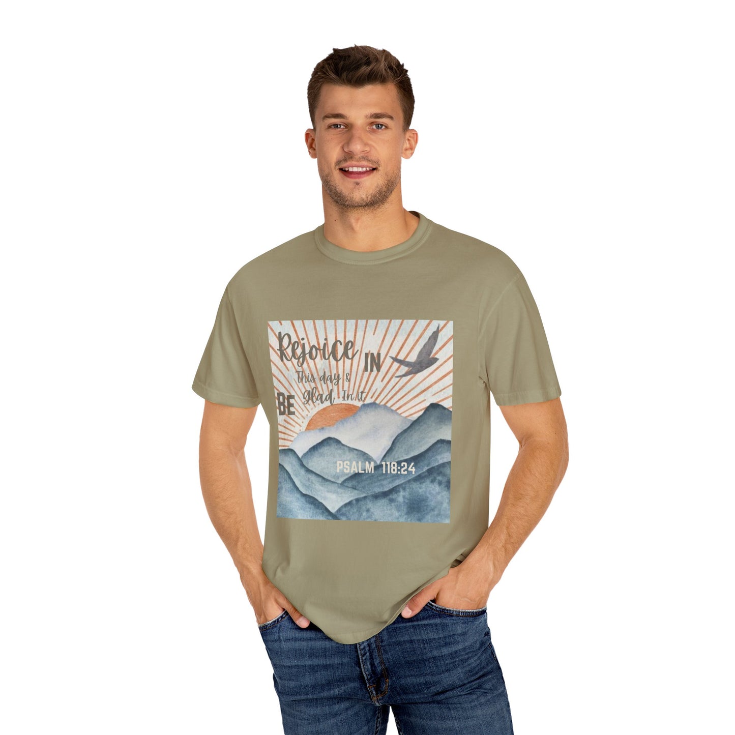 Psalm 118:24 Rejoice Garment-Dyed T-shirt for Faith and Hope, Psalm 118:24, Comfortable Tee for Everyday Wear, Gift for Loved Ones, Quotes T-shirt