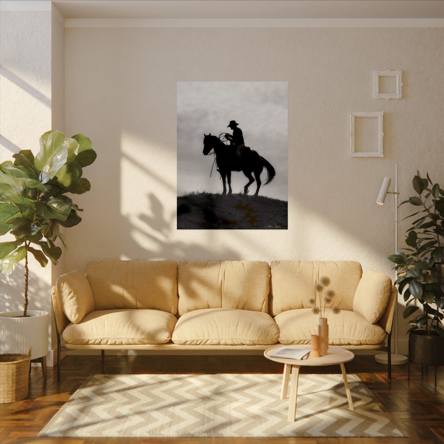 Rider On The Ridge – Western Textured Watercolor Matte Posters