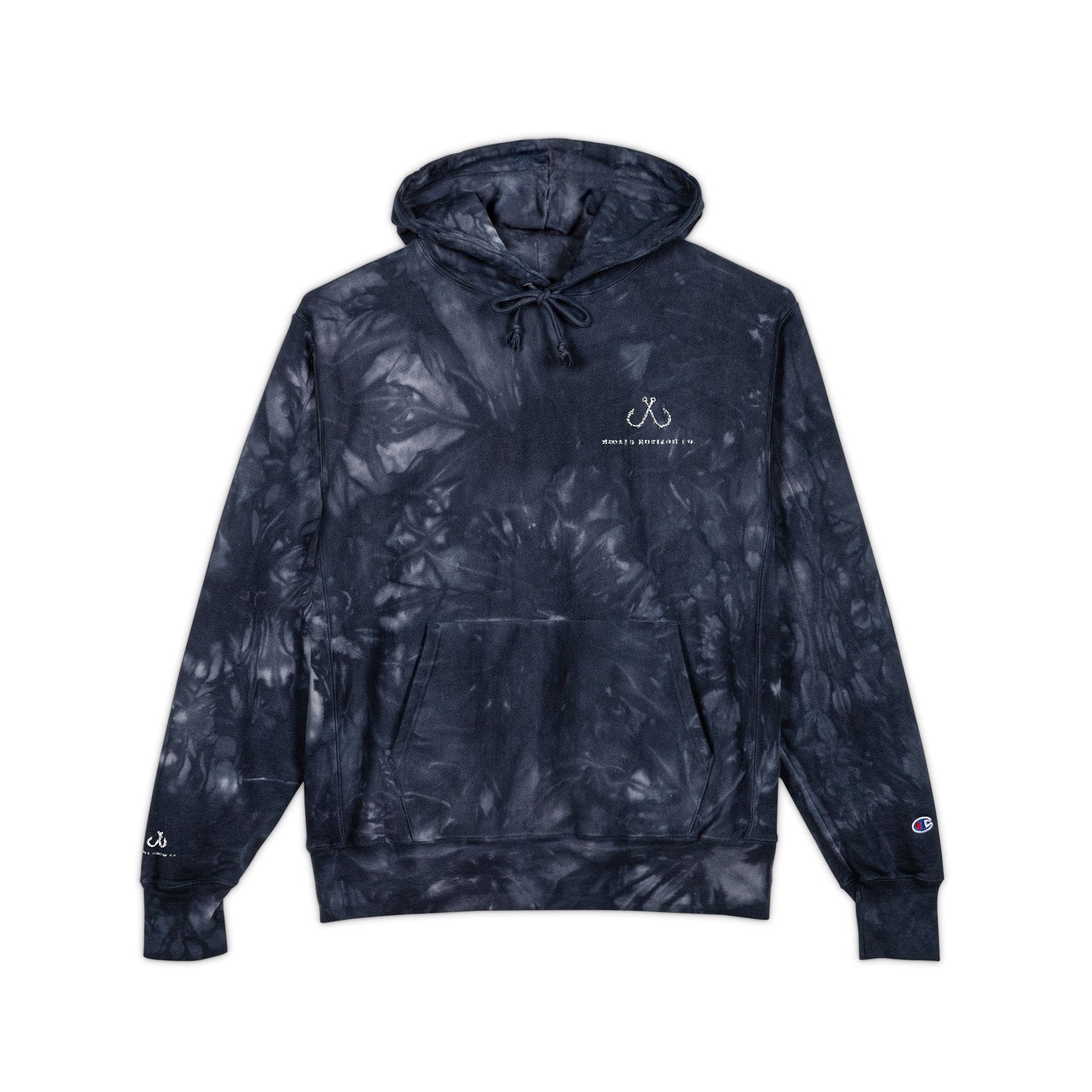 Deep Drift Chic Tie-Dye Hoodie with Embroidered Design | Unisex, Comfortable Hoodie for Everyday Wear, Gifts, Festivals, Casual Style, Trendy Apparel, Fishing Enthusiasts,  Angler Gifts, Him & Her,  Hooked Horizon Co.