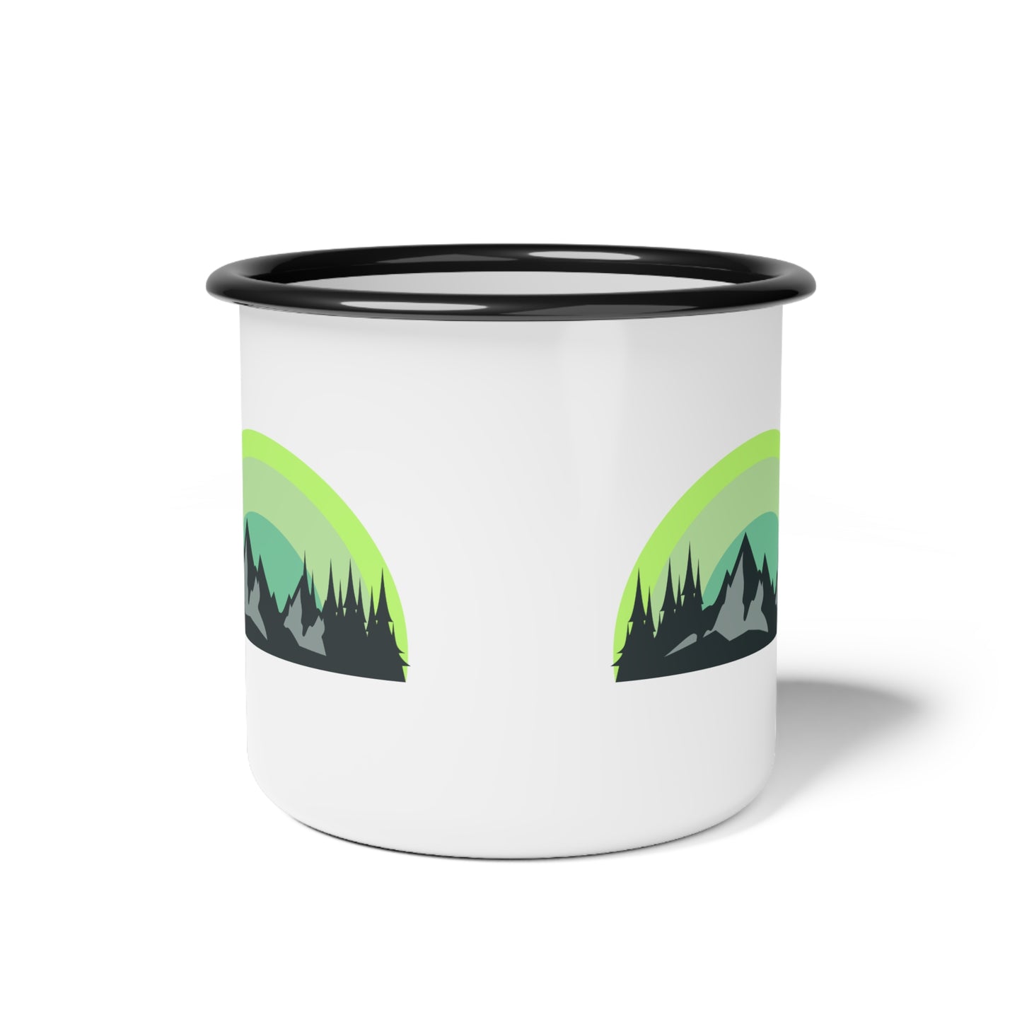 Nature-Inspired Enamel Camp Cup, Adventure Mug, Outdoor Coffee Mug, Gift for Campers, Travel Mug, Hiking Cup