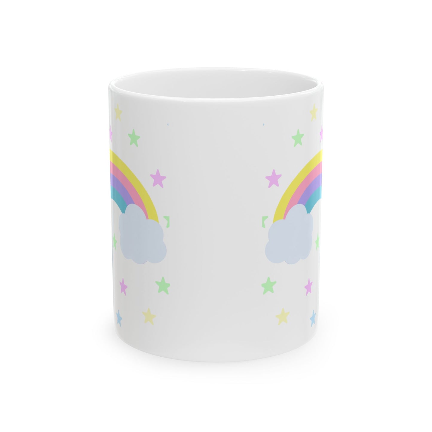 Rainbow Cloud Ceramic Mug, Cute Coffee Cup for Kids, Fun Gift for Birthdays, Colorful Drinkware for Home, Unique Rainbow Mug