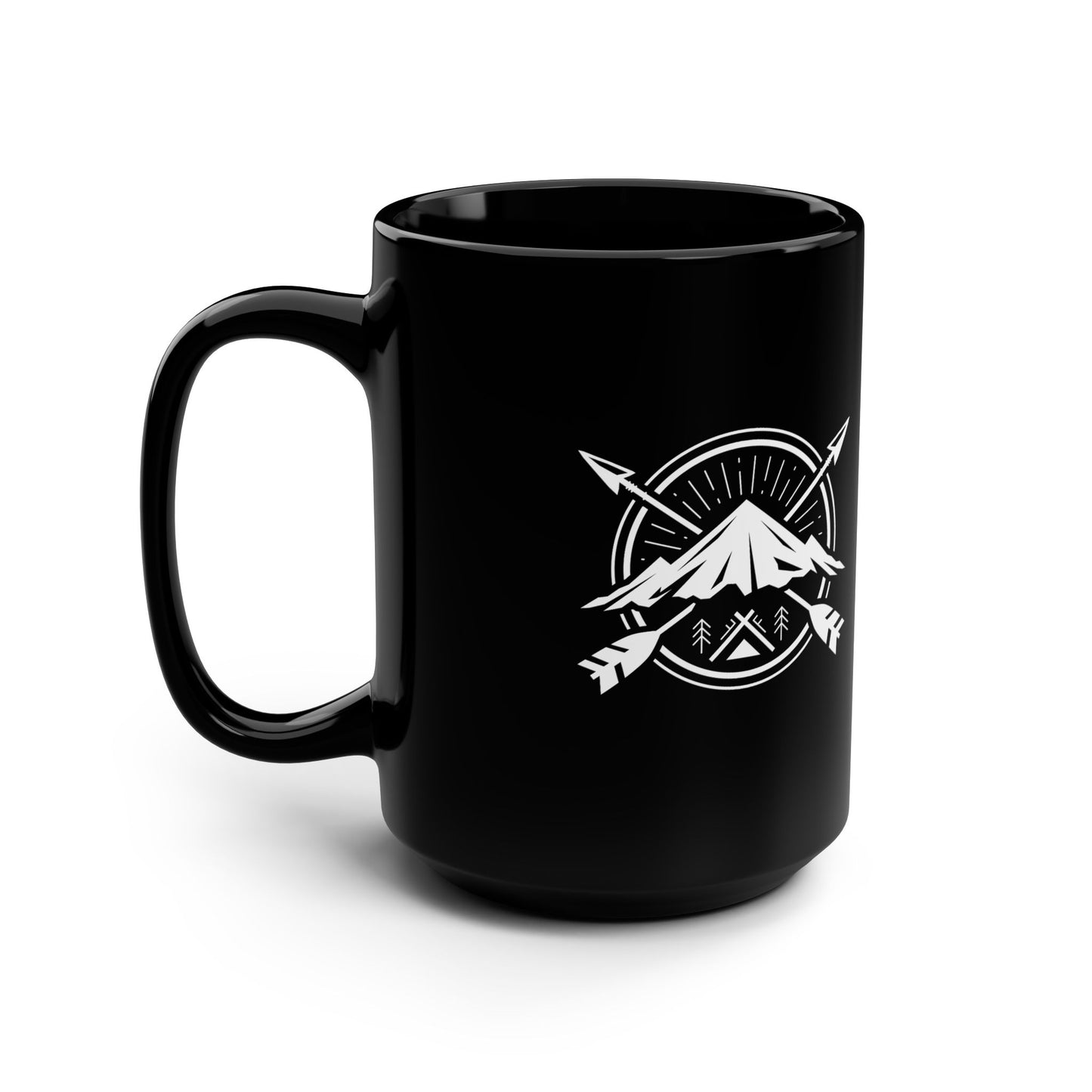 Adventure Awaits Black Mug, 15oz | Perfect for Campers, Hikers, and Outdoor Lovers | Great Gift for Nature Enthusiasts