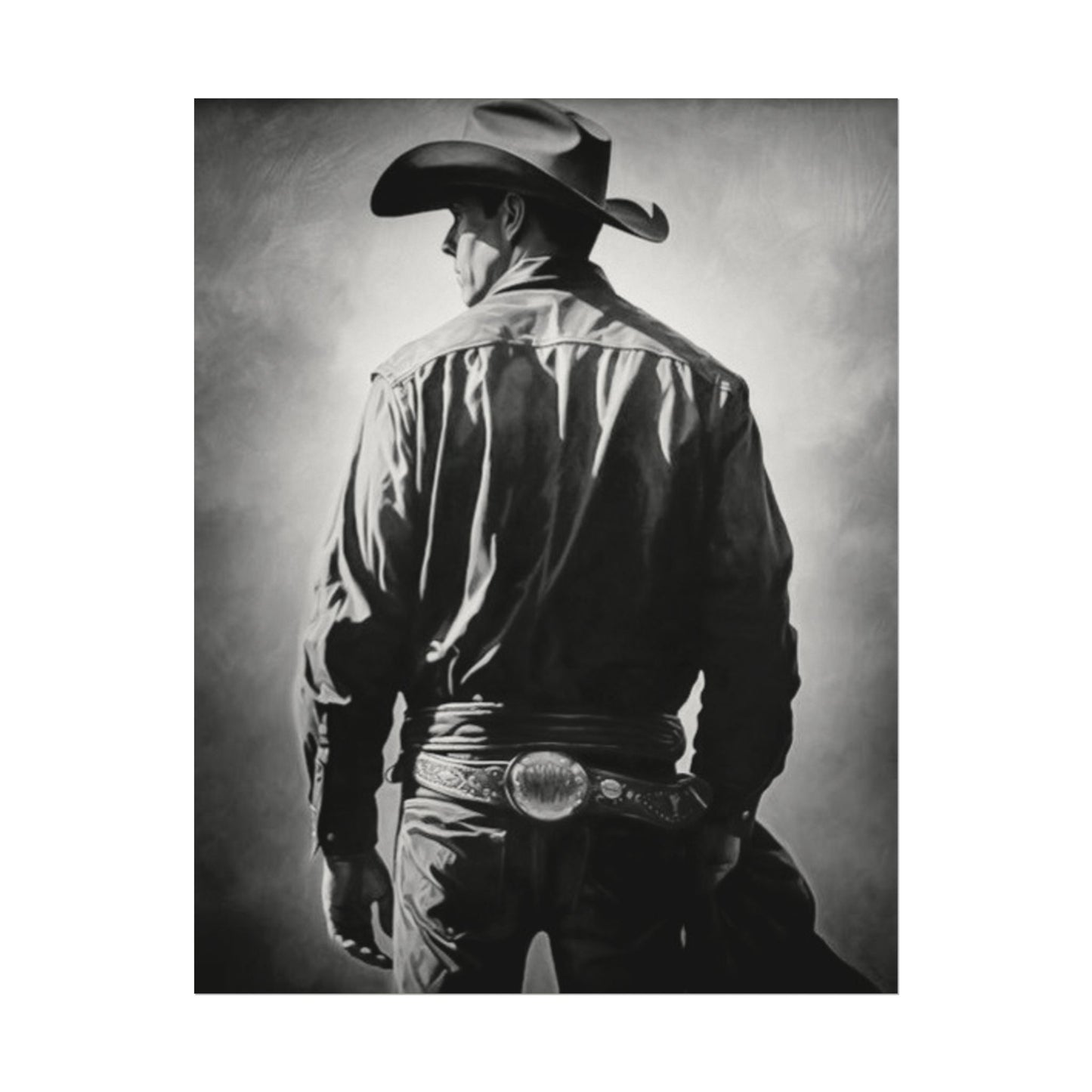 The Lone Rider – Western Textured Watercolor Matte Posters