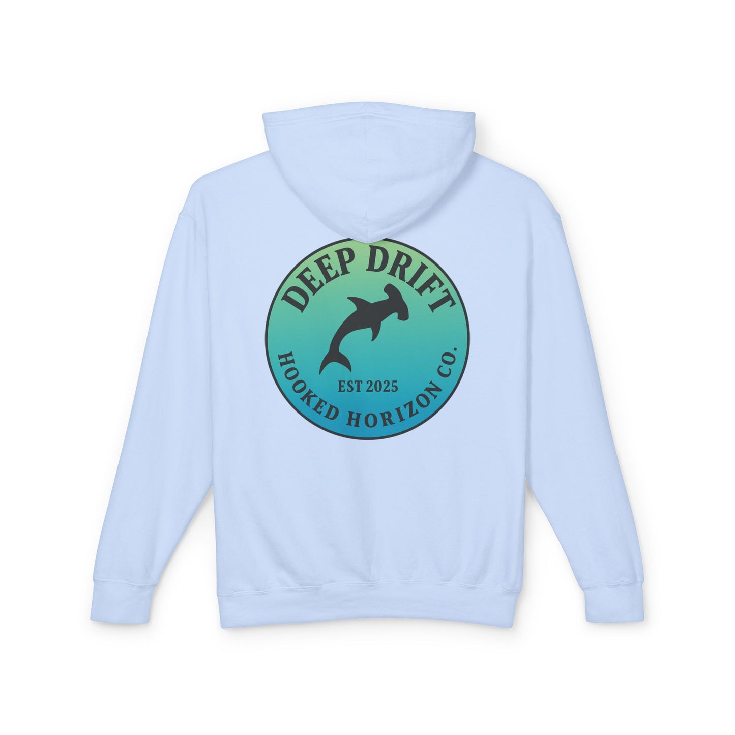 Hooked Horizon Co Unisex Lightweight Hoodie with Deep Drift Design | Perfect for Fishermen, Beach Lovers, Casual Outings, Gift for Him/Her, Nautical Style,  Ocean Lover Gifts