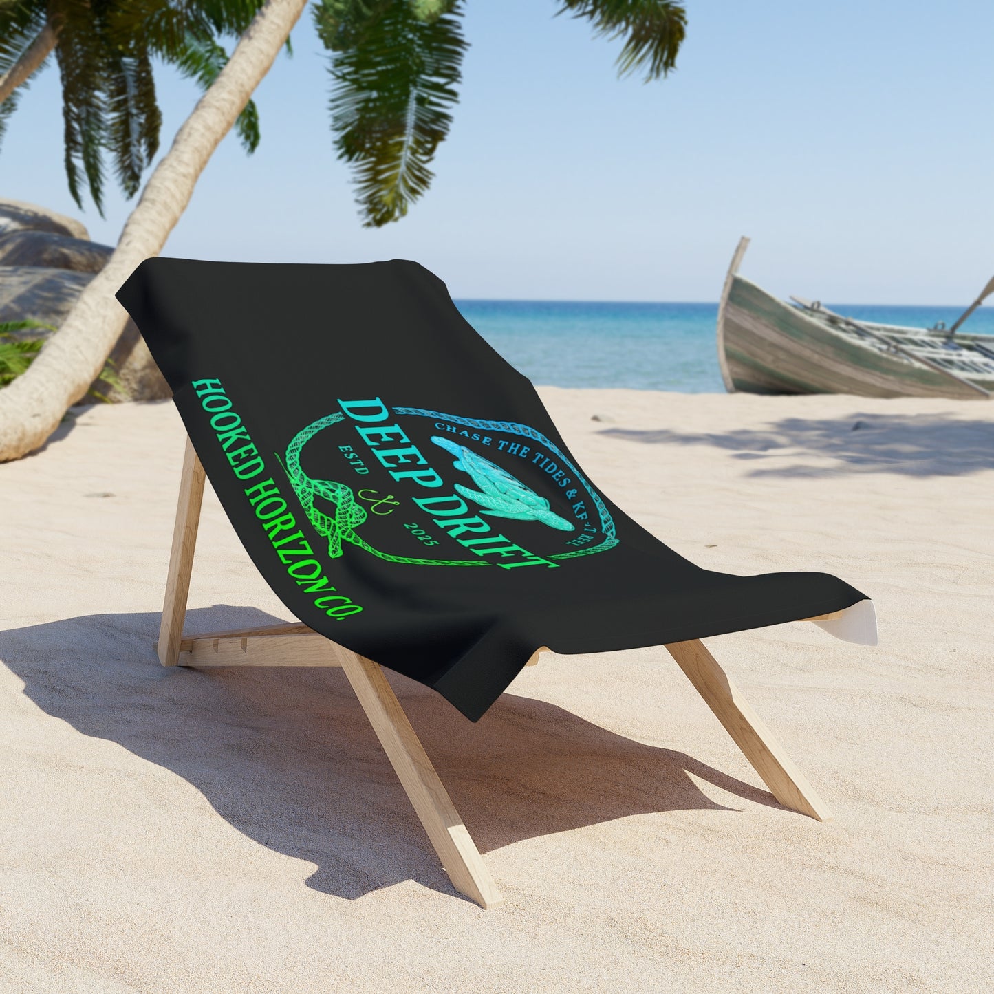 Deep Drift Turtle Hooked Horizon Co. Coastal Vibes Beach Towel - Perfect for Summer, Pool Days, Camping, Beach Parties, Vacation Fun