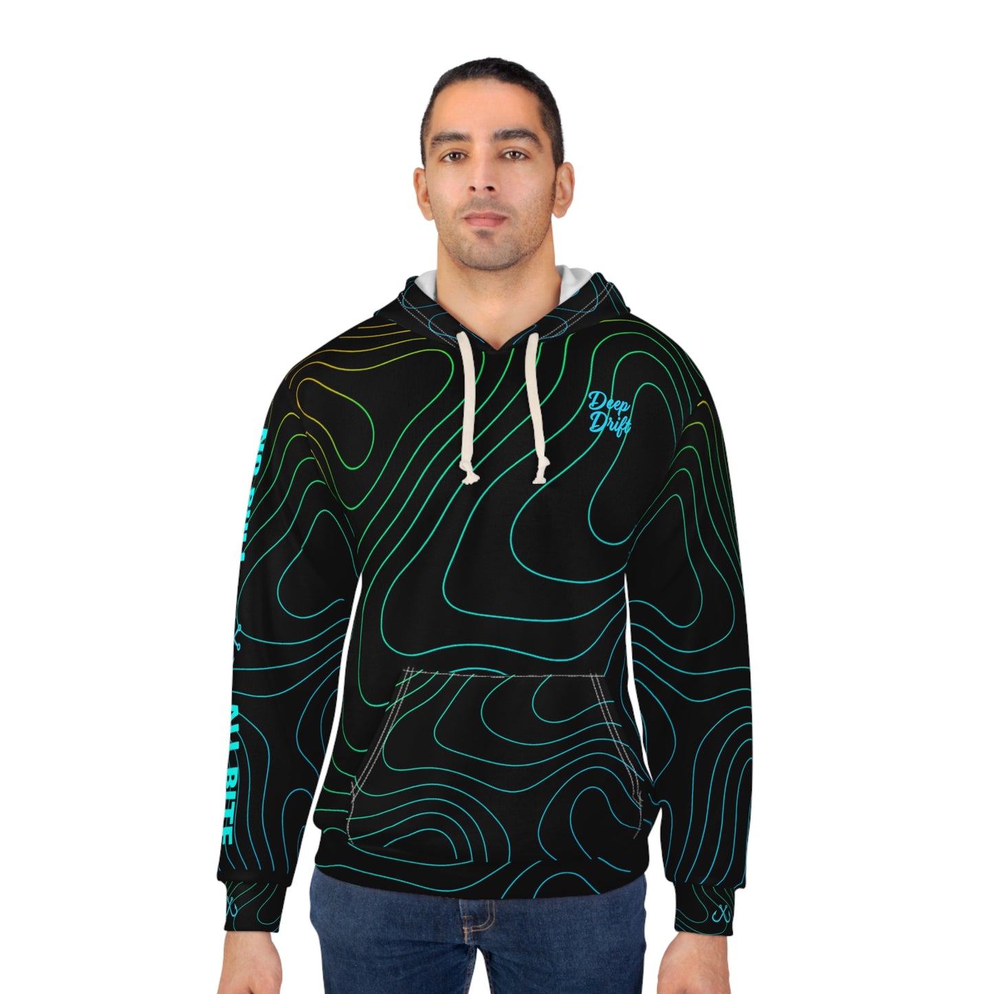 Green Octopus & Wave Topography Fishing Hoodie — Deep Drift Fishing,  Hooked Horizon Co. Neon Ombre Pullover