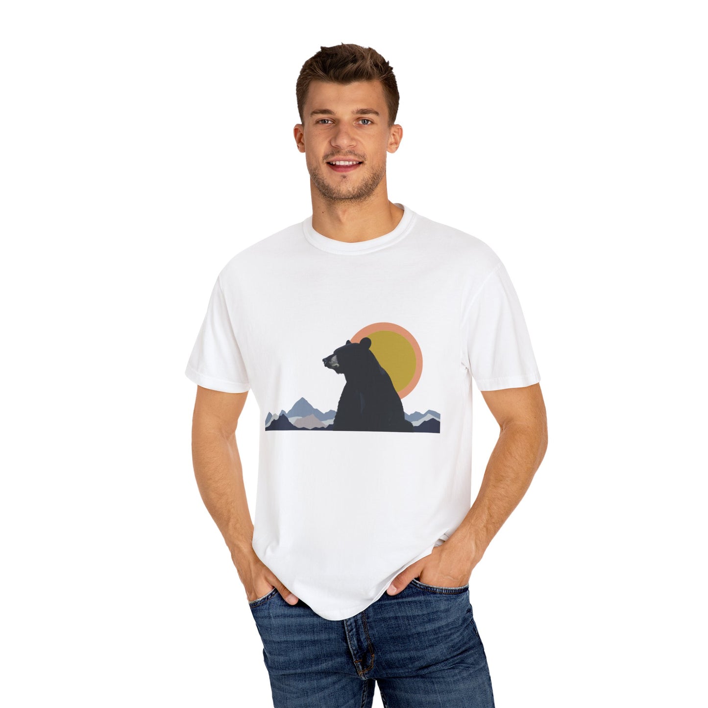 Bear Wildlife Adventure Tee Unisex Garment-Dyed T-shirt, Boho Nature Tee, Camping Shirt, Adventure Apparel, Gift for Wilderness Lovers